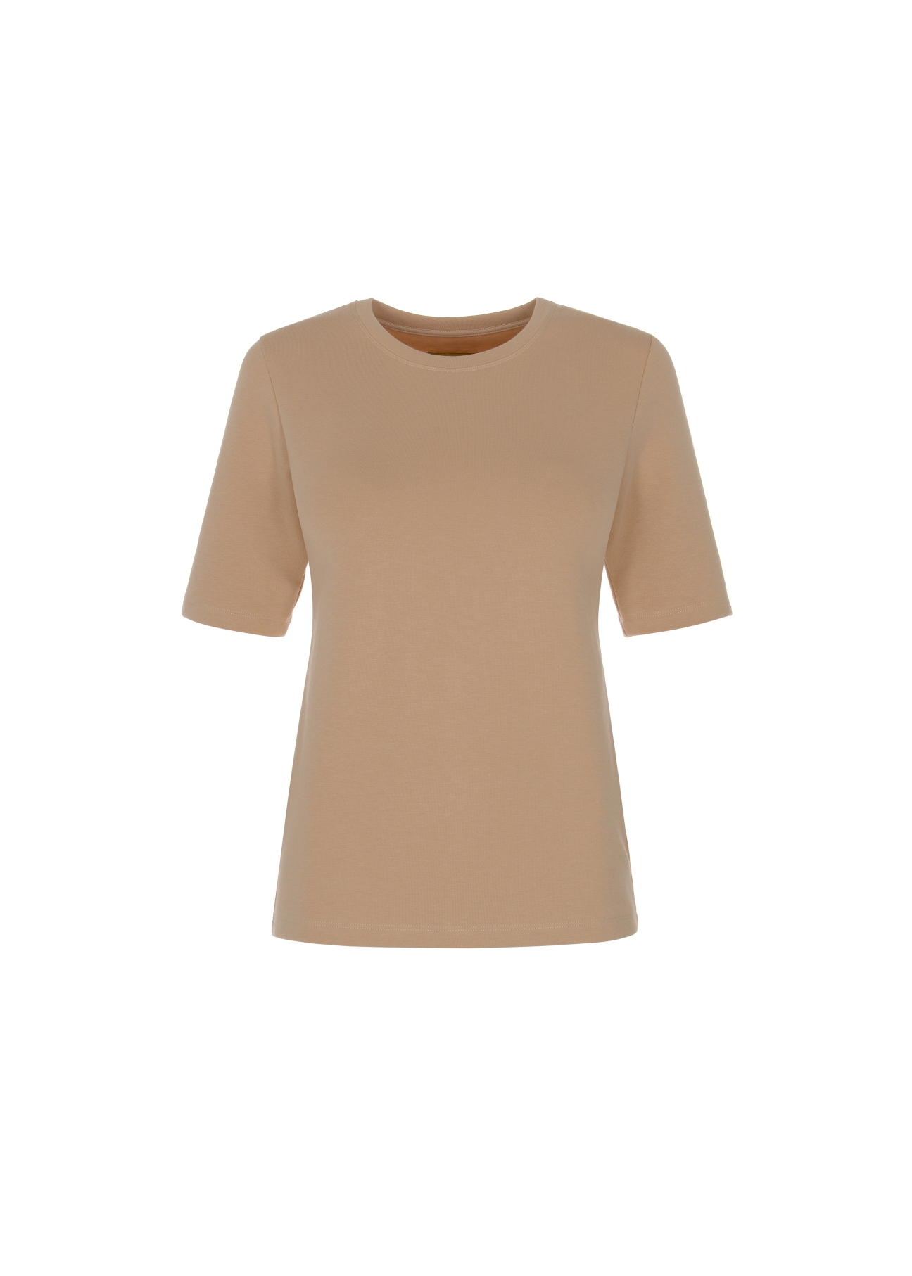 Beżowa bluzka basic damska BLUDT-0147-81(W22)-04