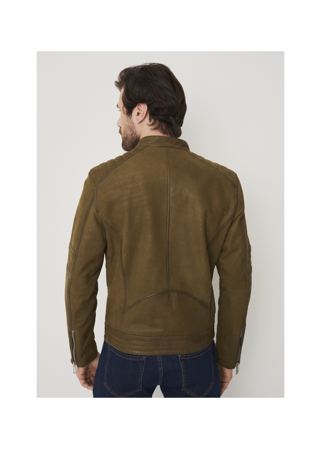 Kurtka skórzana męska z efektem used look KURMS-0257-1197(W22)-02