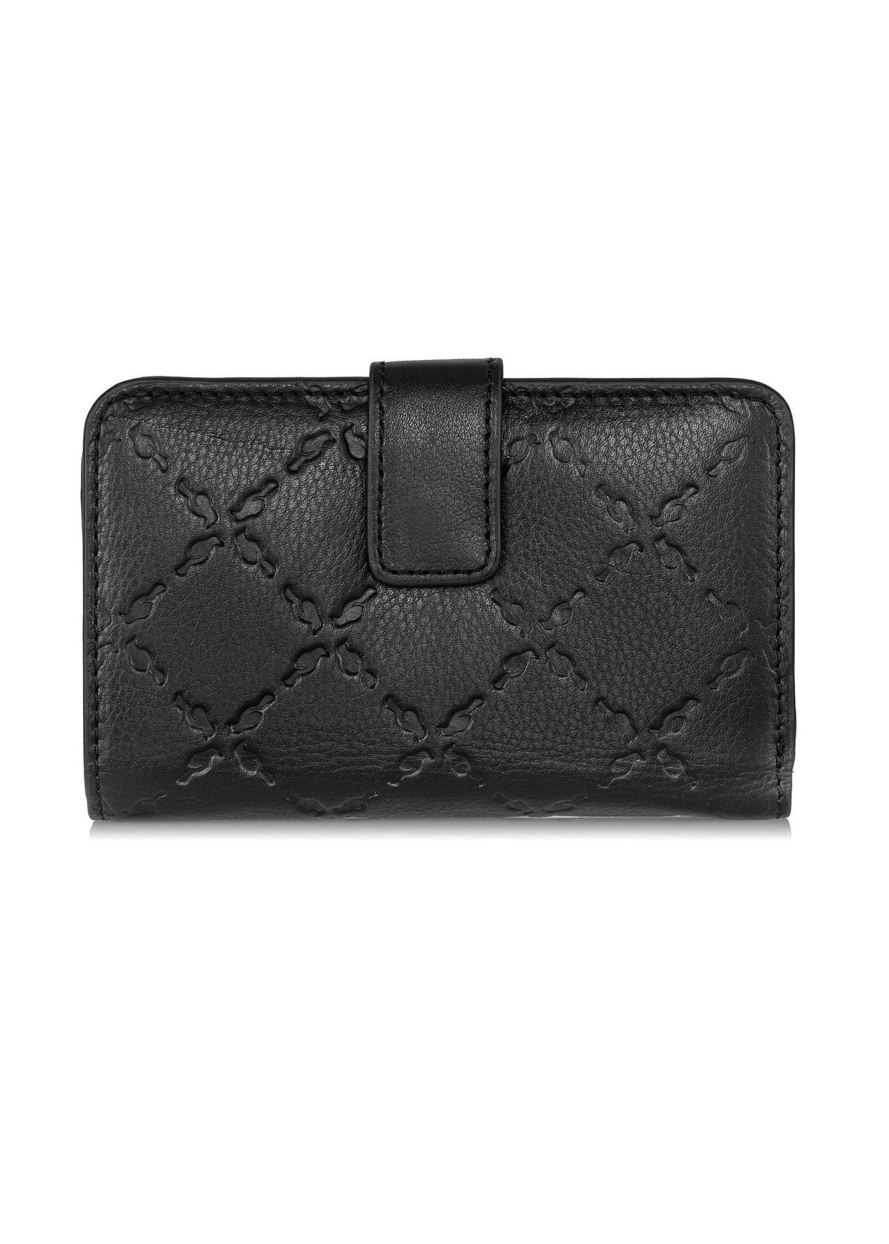 Czarny skórzany portfel damski z tłoczeniem PORES-0886-99(Z23)-03