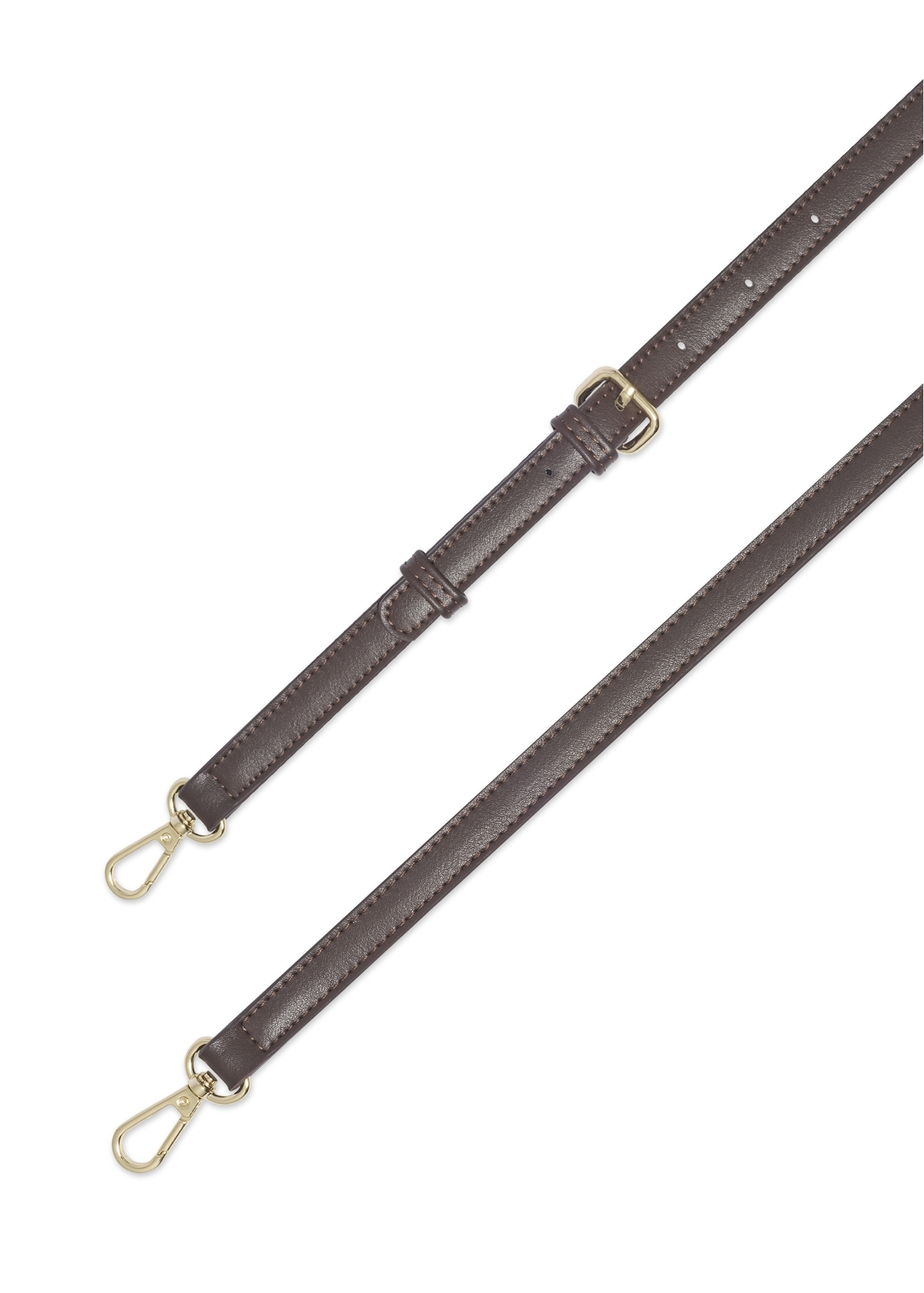 Brązowa torebka listonoszka z monogramem TOREC-1300-1P(Z26), widok paska produktu na białym tle.