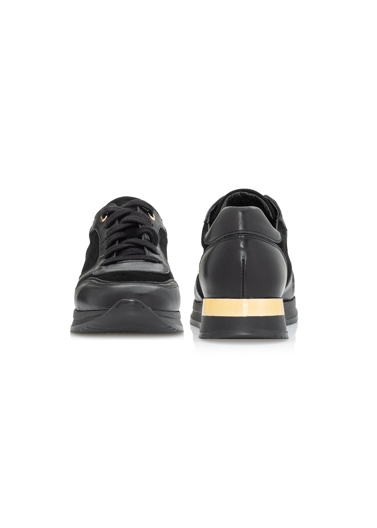 Czarne skórzane sneakersy damskie BUTYD-0993-98(W23)-03