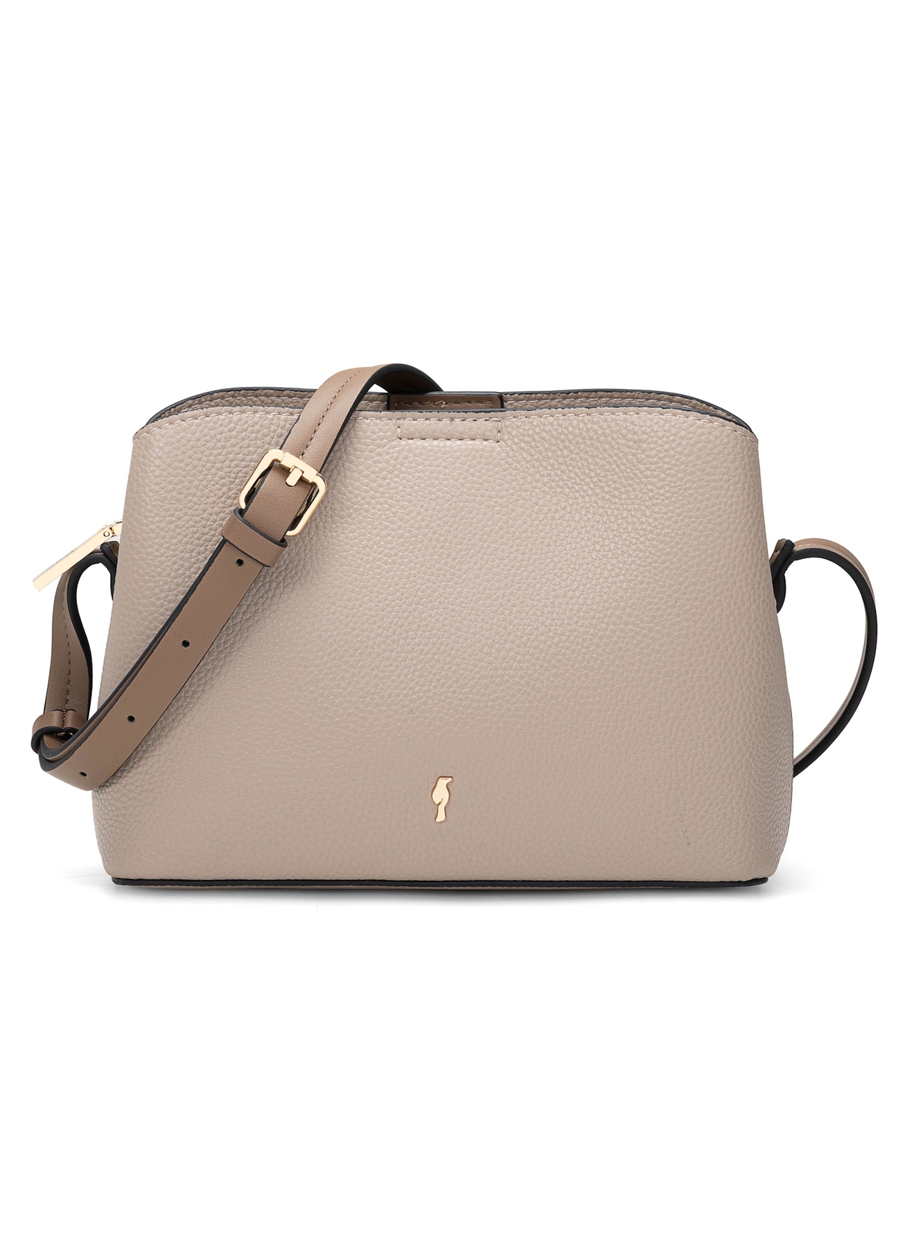 Beżowa mała torebka damska TOREC-0768-1B(W26), widok produktu z przodu na białym tle.