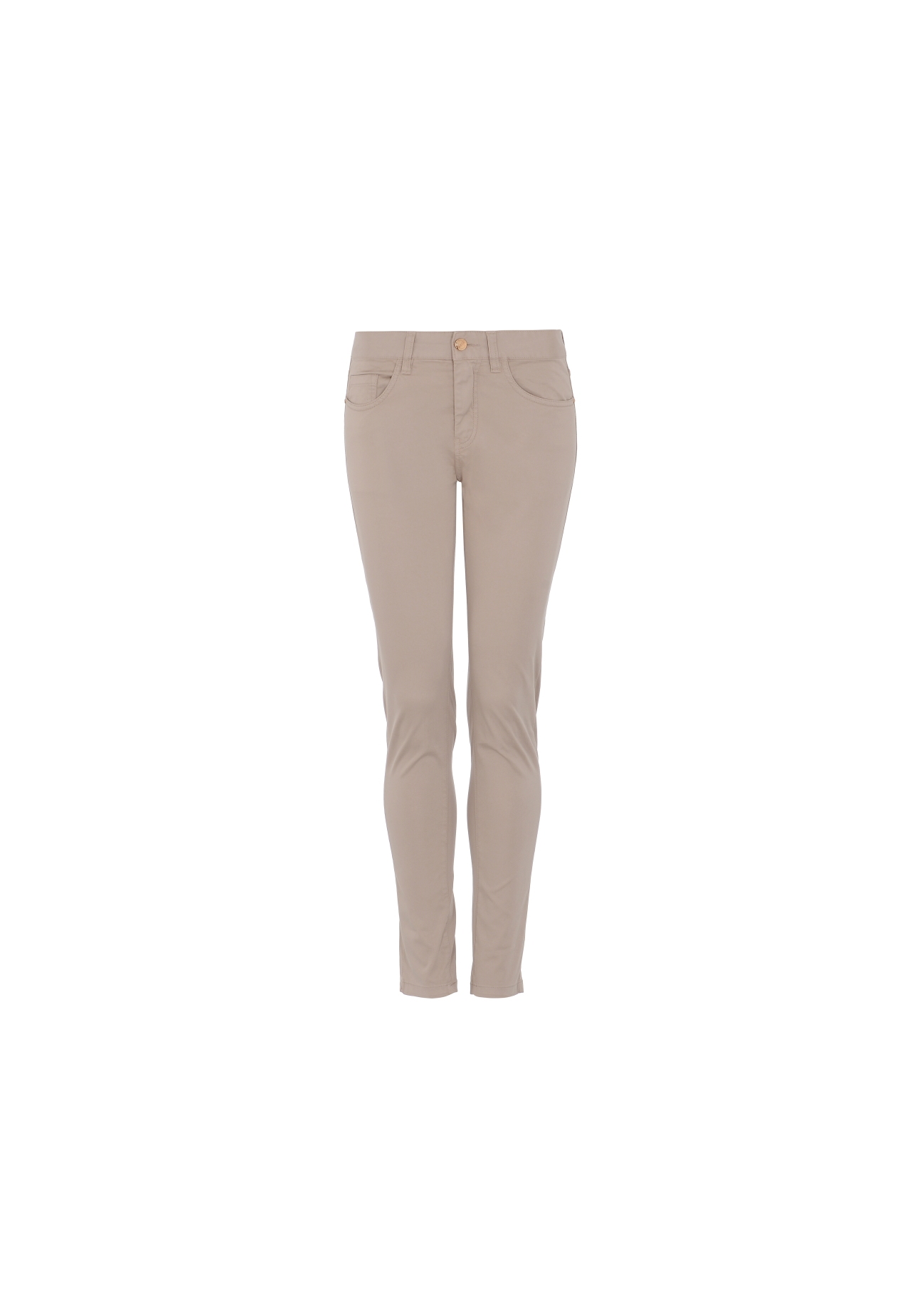 Beżowe spodnie skinny damskie SPODT-0026-81(W21)-02