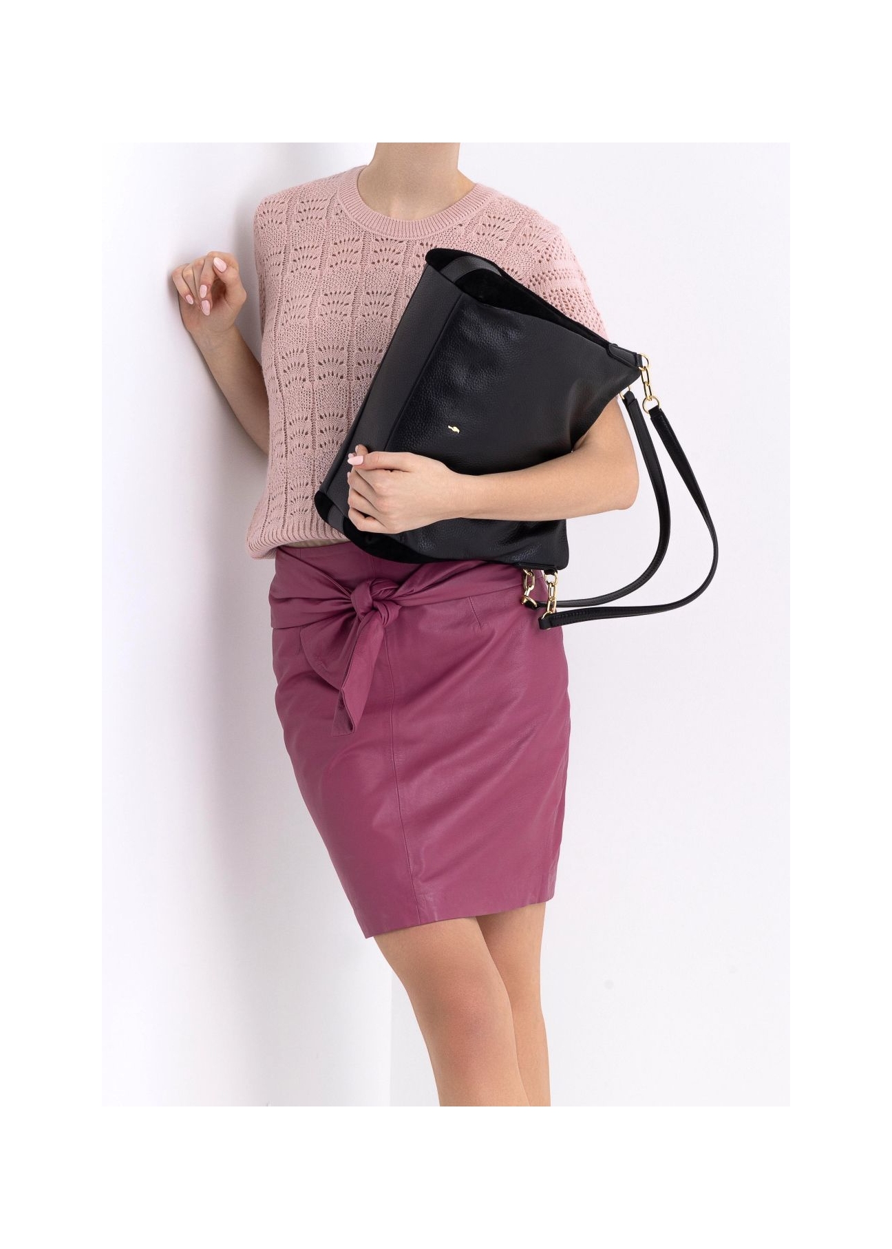 Skórzana torebka  shopper damska TORES-0636B-98(W23)-06