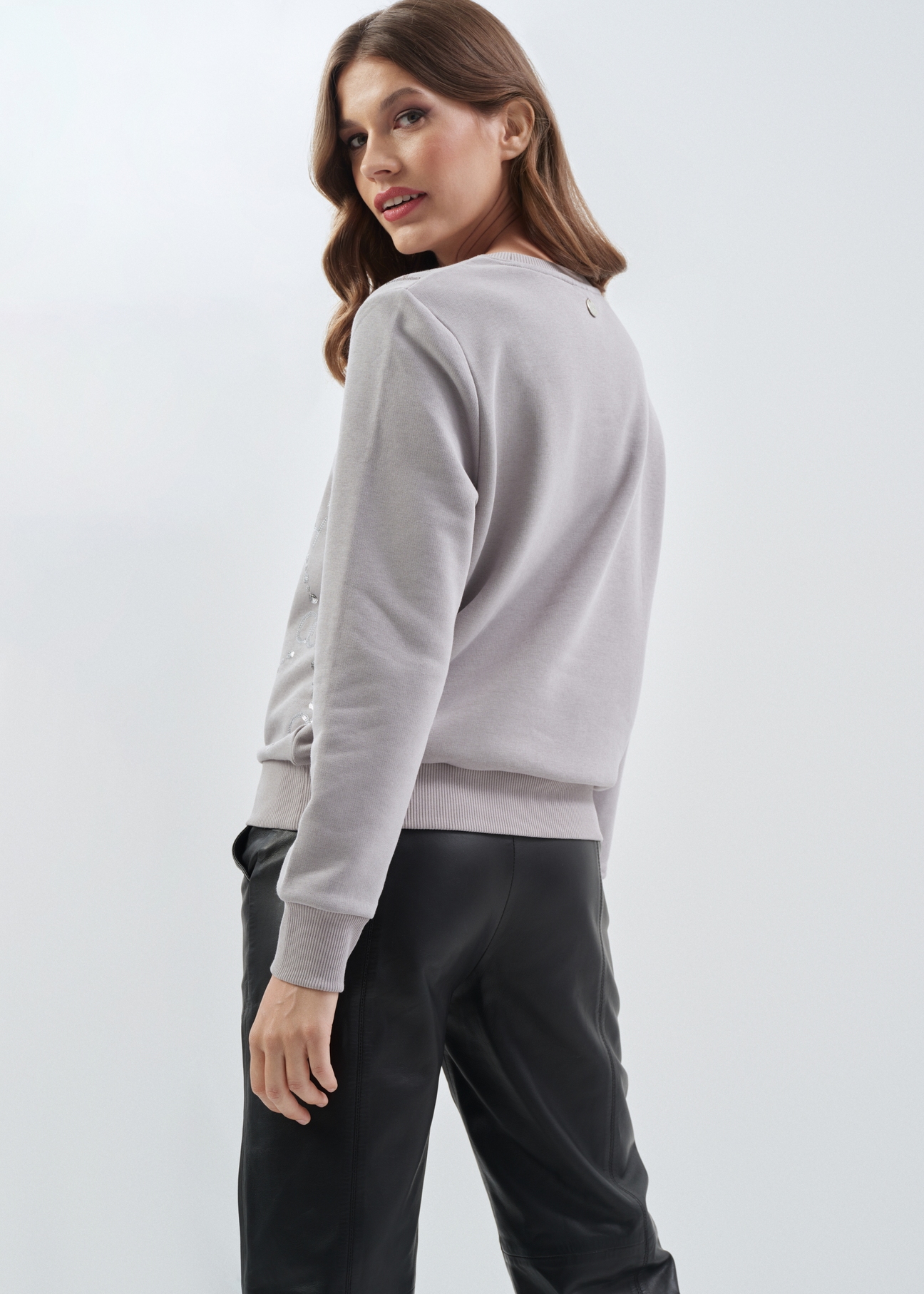 Szara bluza damska bez kaptura BLZDT-0092-91(Z23)-02