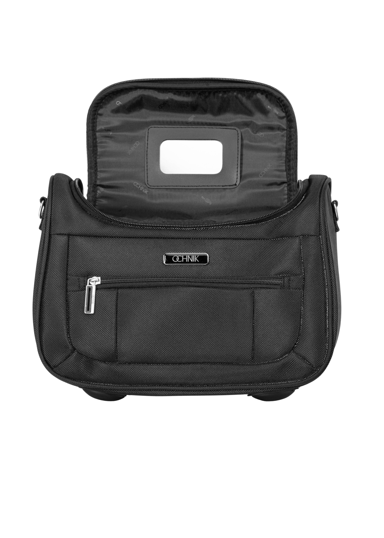 Kosmetyczka WALNY-0046-99-14(W26), widok produktu od przodu z otwartą klapą na białym tle.