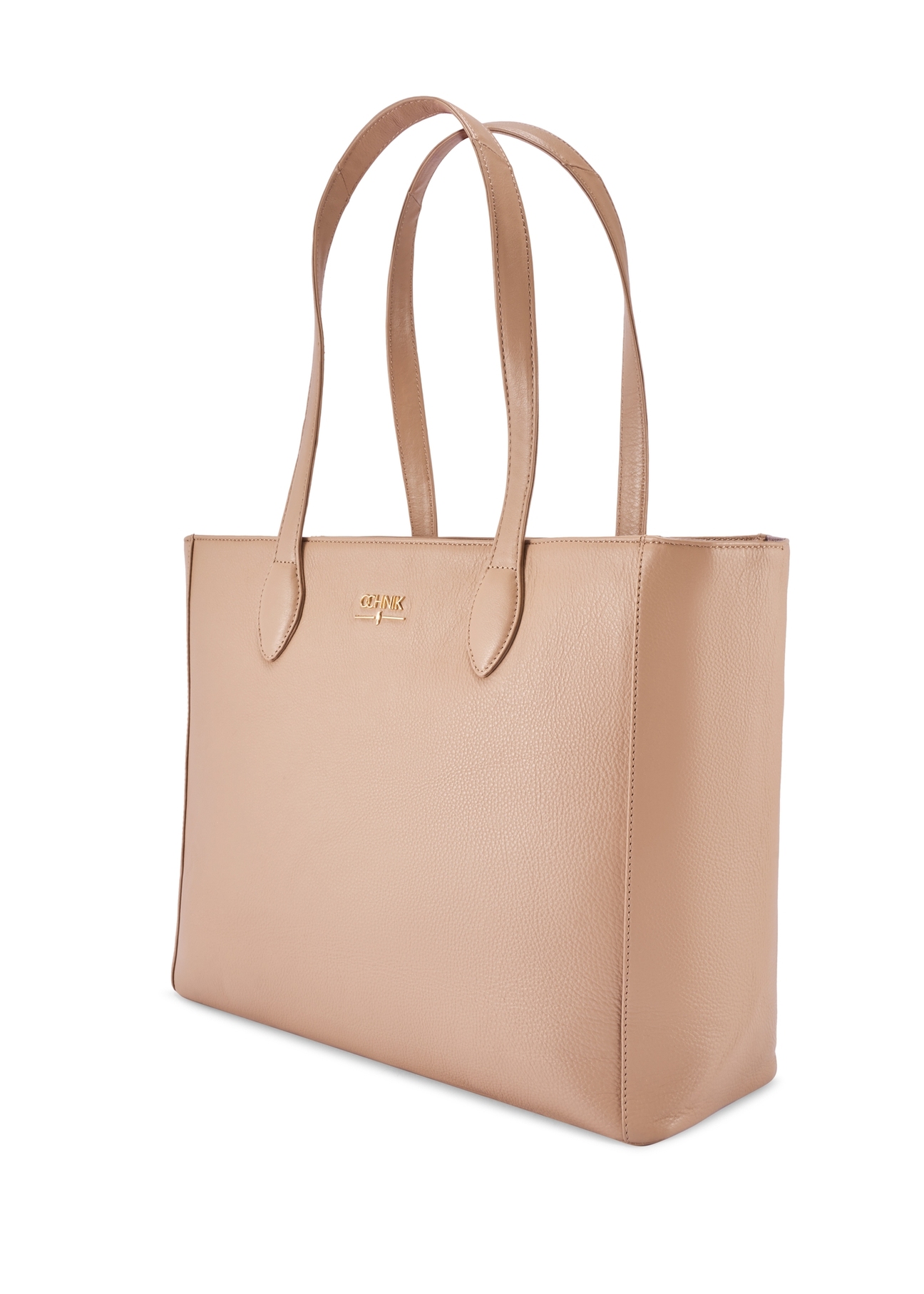 Beżowa skórzana torebka shopper damska TORES-0971F-1B(W26)