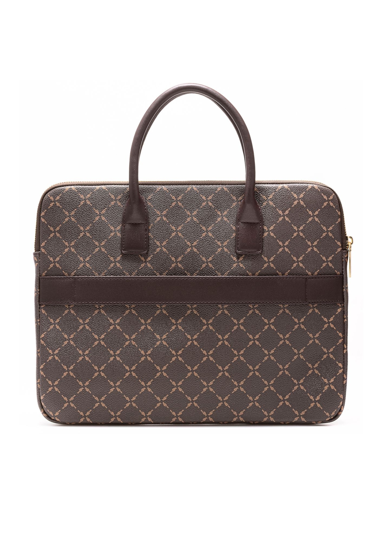 Brązowa torba na laptopa z monogramem TOREC-1078-89(Z25) - widok produktu z tyłu na białym tle. 