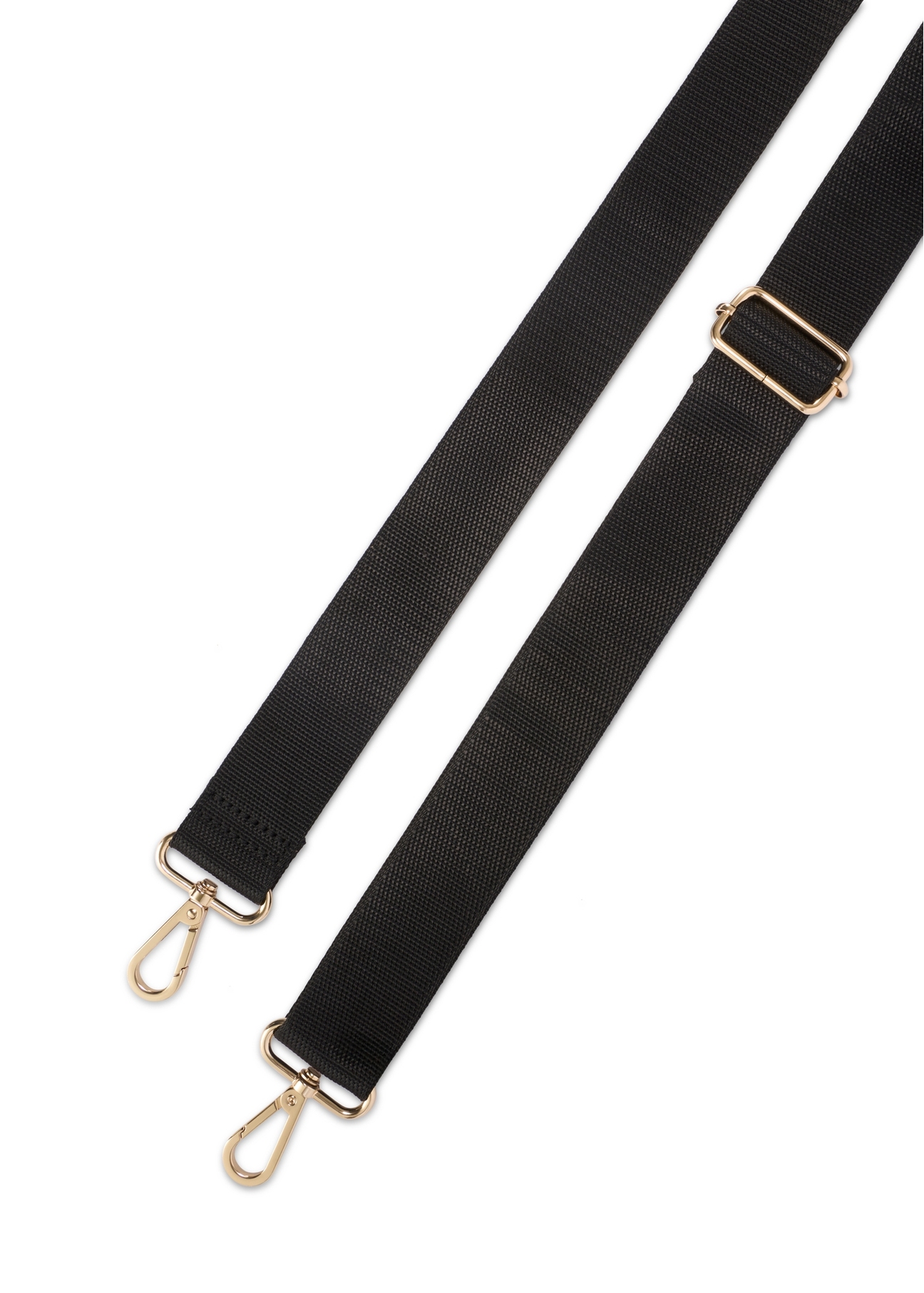 Czarna skórzana listonoszka damska TORES-1214-9I(W26), widok paska produktu na białym tle.