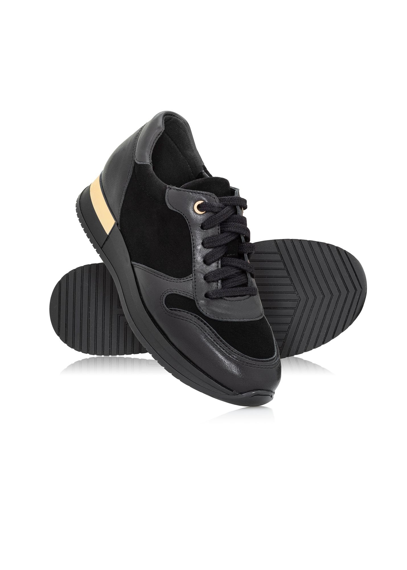 Czarne skórzane sneakersy damskie BUTYD-0993-98(W23)-04