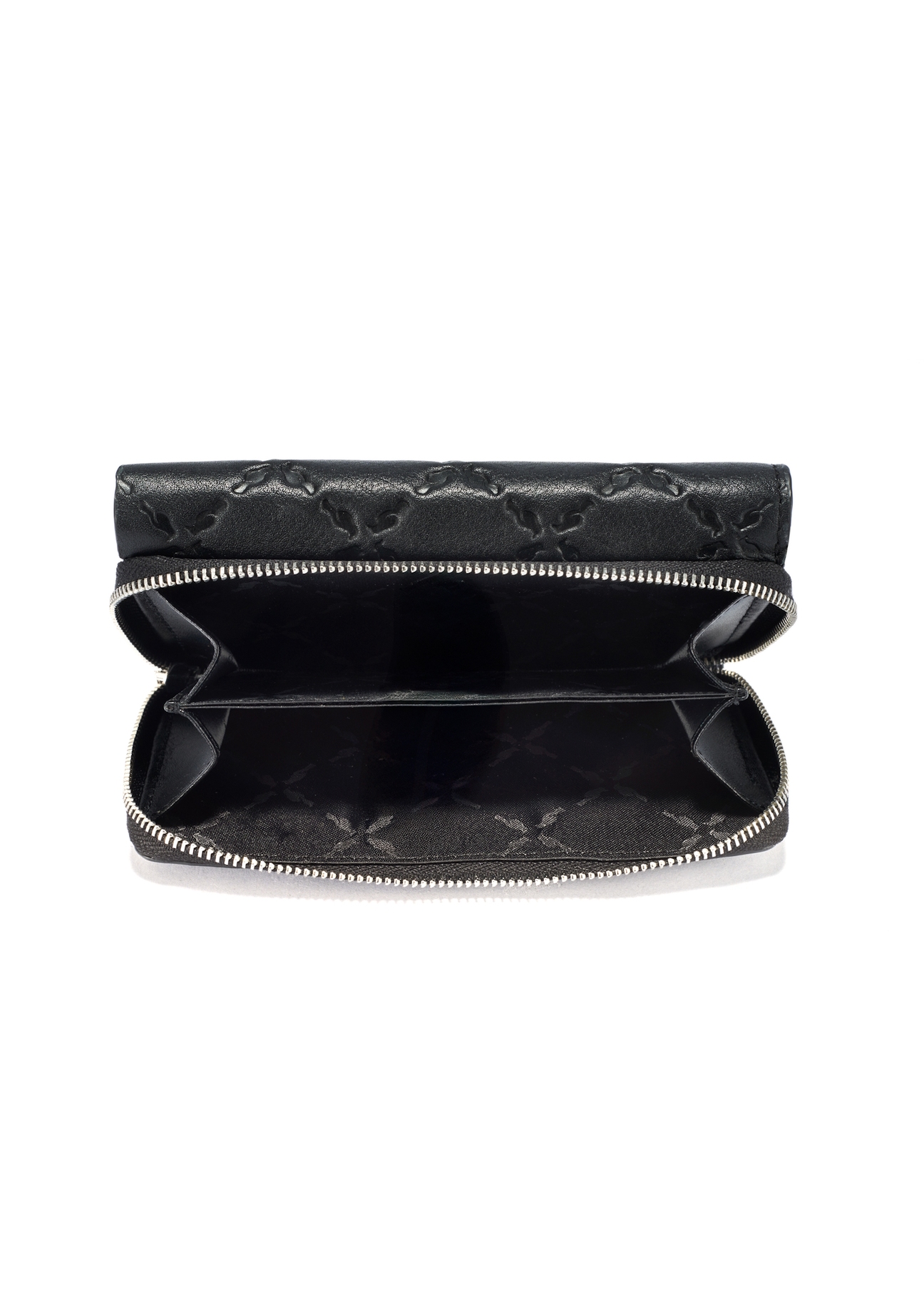 Czarny skórzany portfel damski z monogramem PORES-0882A-99(W25)