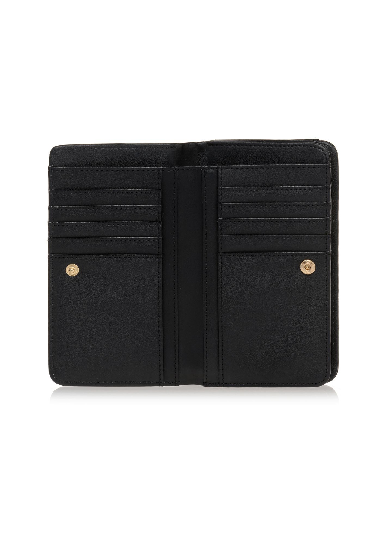 Czarny portfel damski z monogramem POREC-0348A-99(Z25), widok produktu w środku na białym tle.