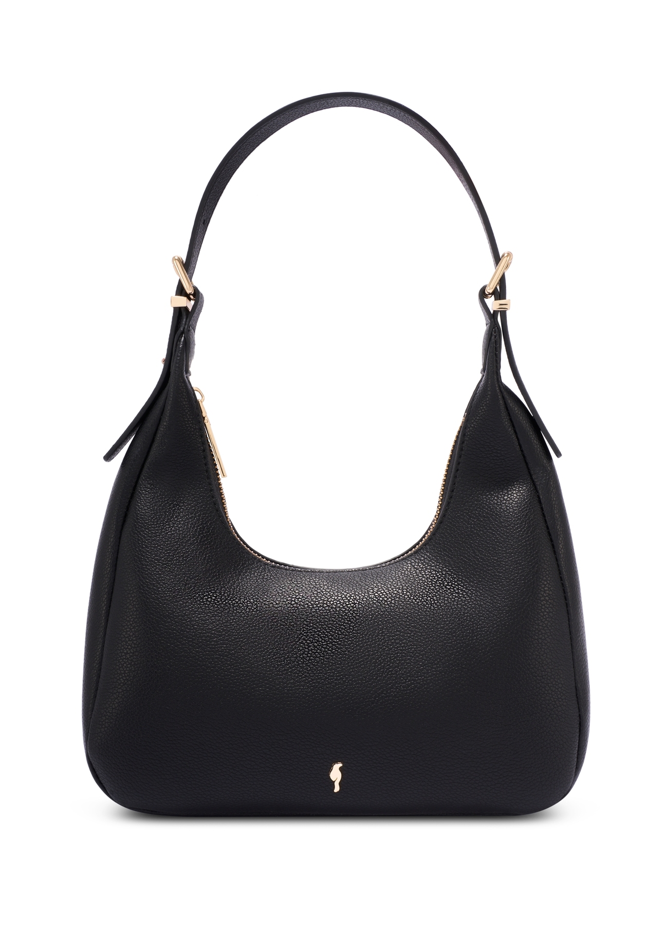 Czarna mała torebka damska TOREC-1239-99(W26) - widok produktu z przodu, na białym tle. 