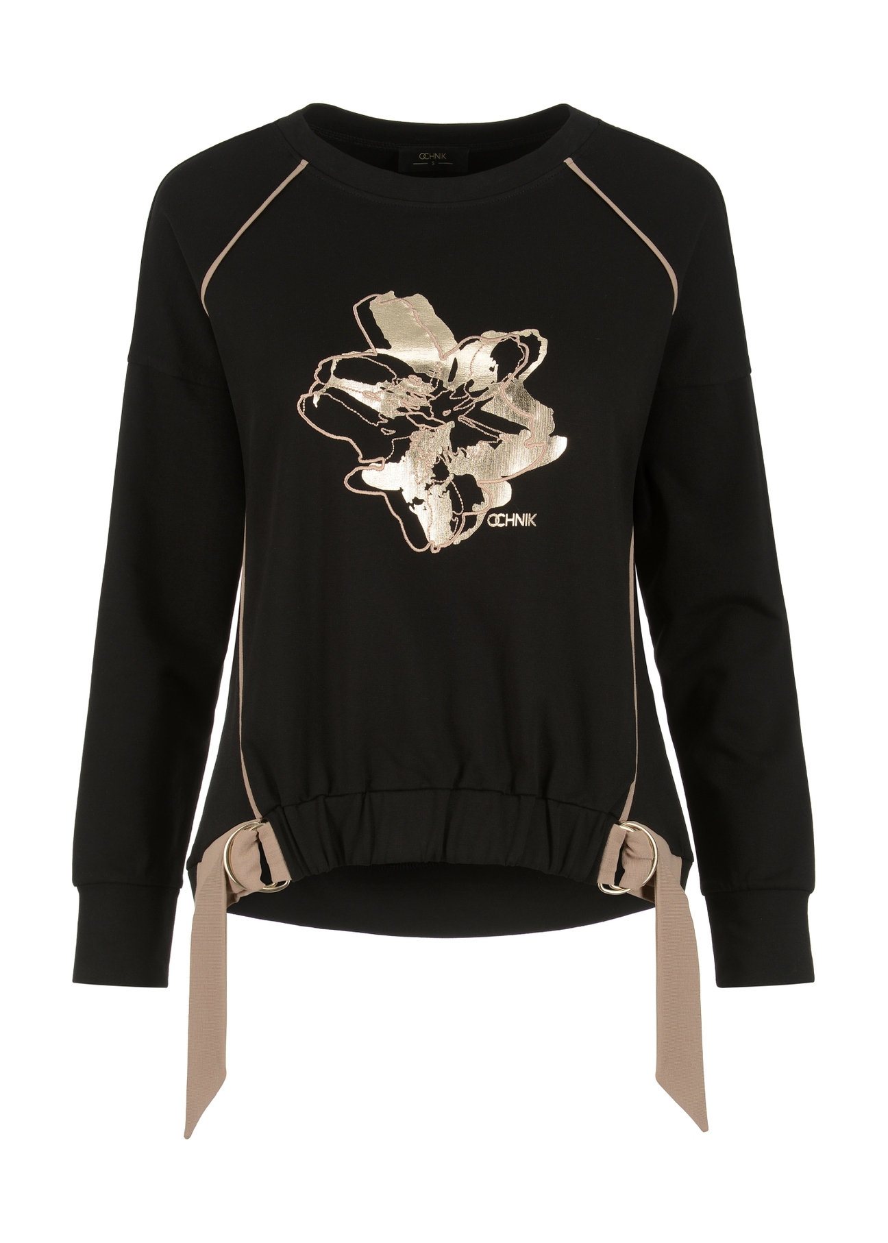 Czarna bluza damska  z nadrukiem BLZDT-0083-99(W23)-04