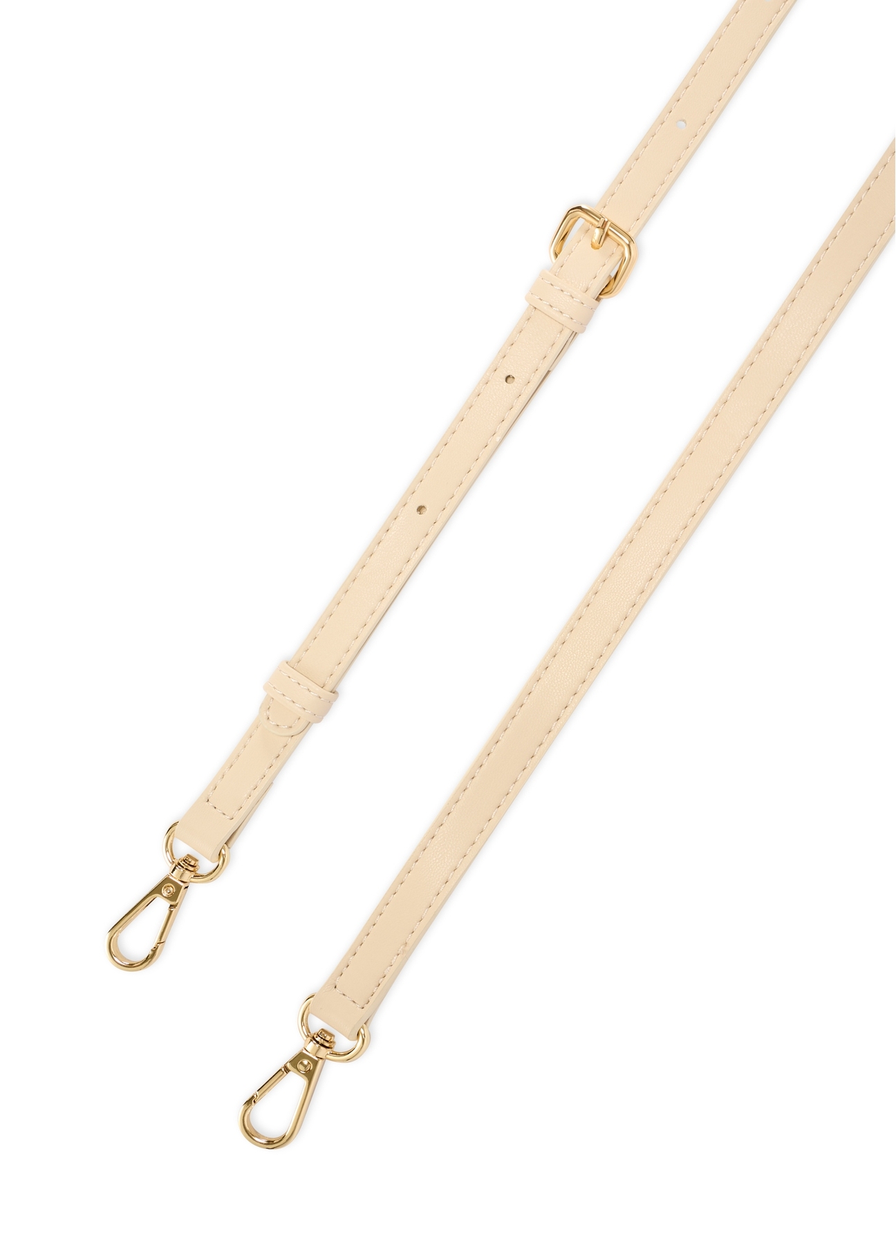 Kremowa torebka damska z przeszyciami TOREC-1151-0B(W26) - zbliżenie na detal, na białym tle. 