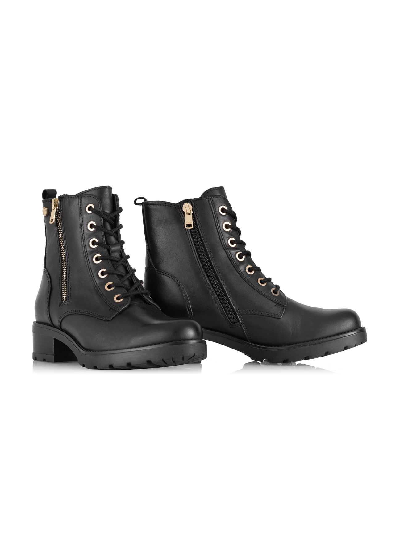 Czarne skórzane botki damskie BUTYD-0937A-99(Z23)-02