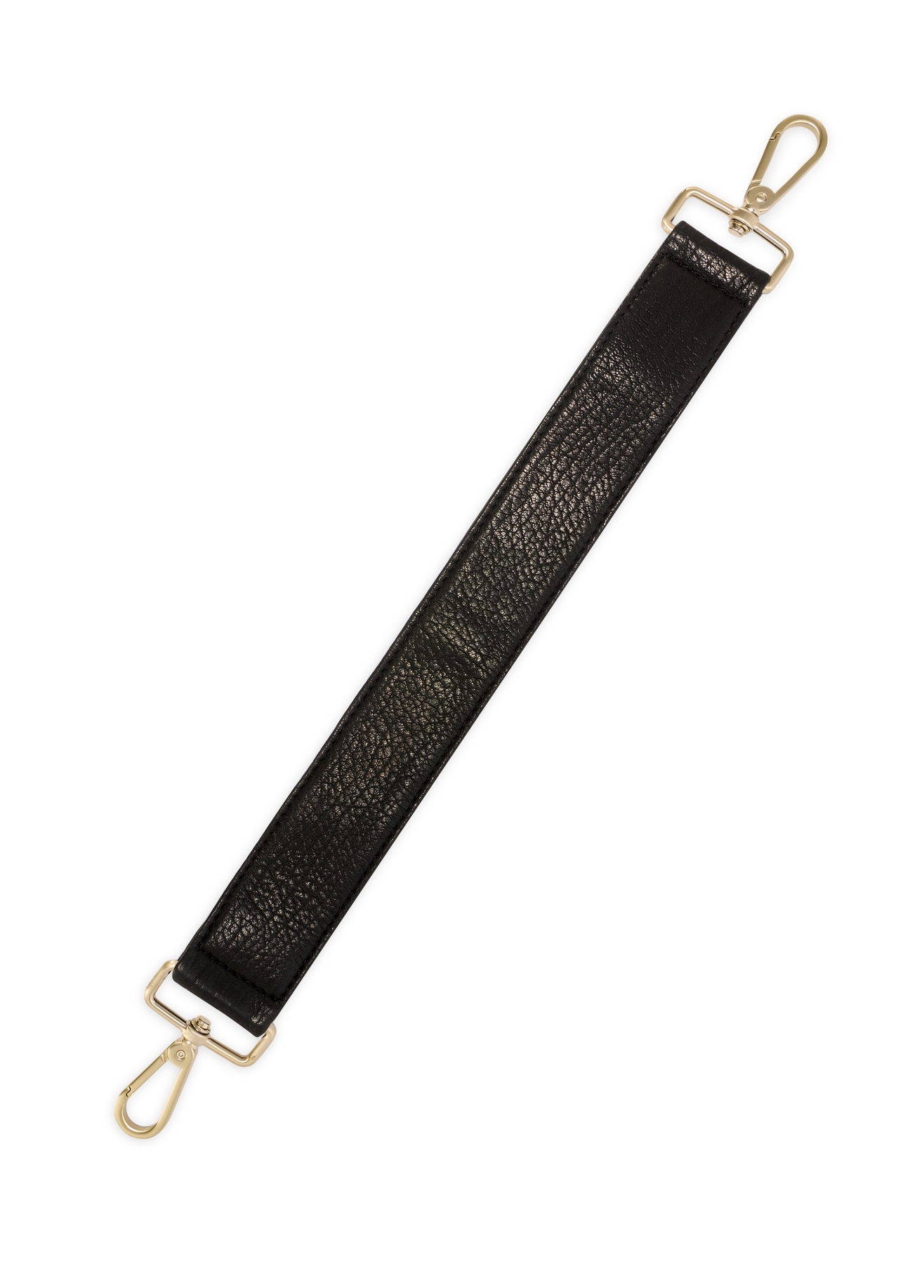 Czarna skórzana torebka z ozdobnym splotem TORES-1243-9P(W26), widok na pasek produktu na białym tle.