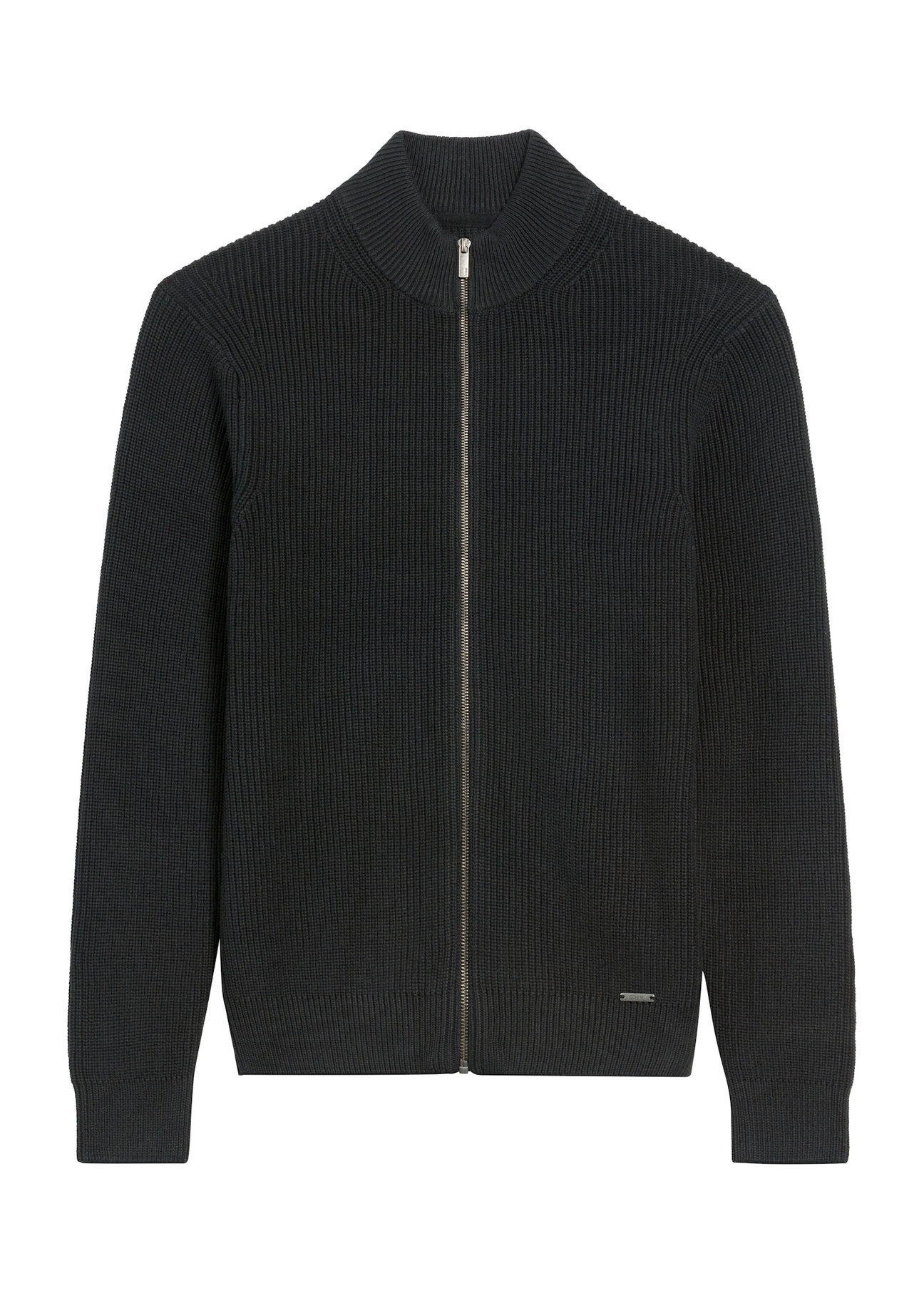 Czarny sweter męski z suwakiem SWEMT-0176-99(Z25), widok produktu z przodu na białym tle.