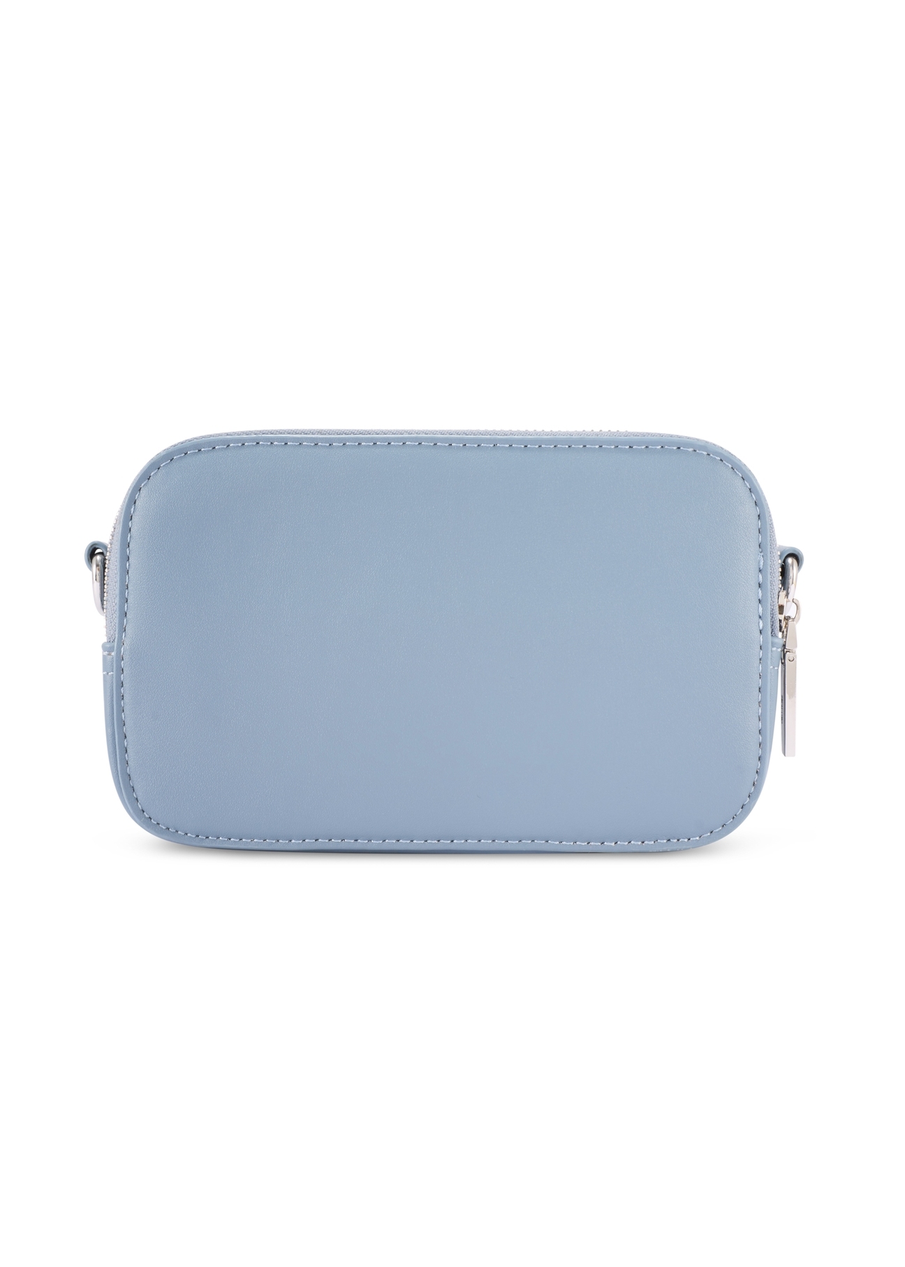 Niebieska mała torebka damska TOREC-1172-7C(W26) - widok produktu z tyłu, na białym tle.