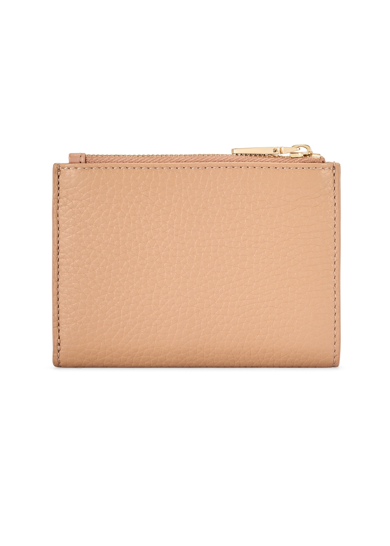 Skórzany portfel damski w kolorze brudnego różu PORES-0984-5D(W26), widok produktu z tyłu na białym tle.