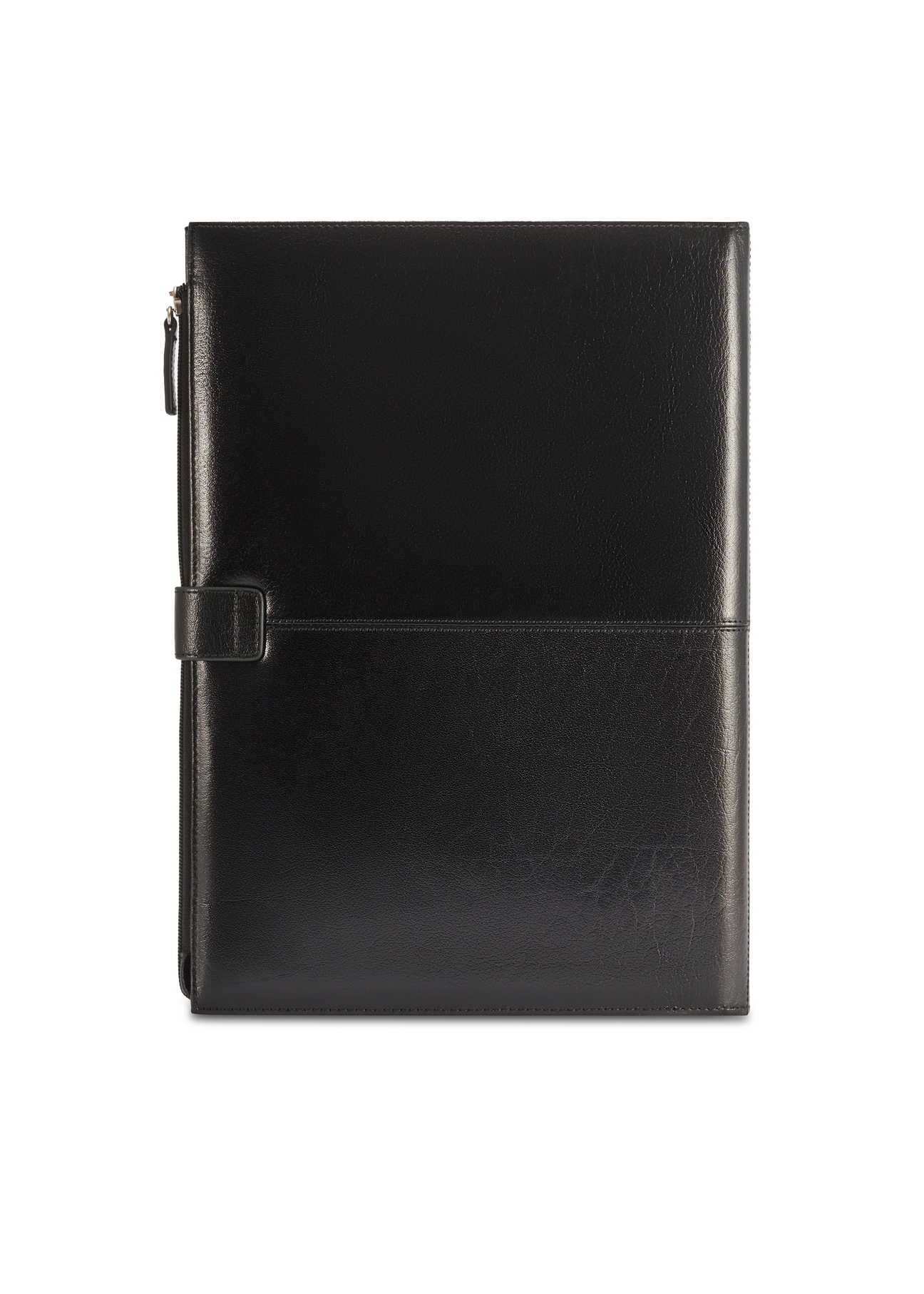 Czarna skórzana teczka męska TORMS-0480-99(Z25), widok produktu od tyłu na białym tle.