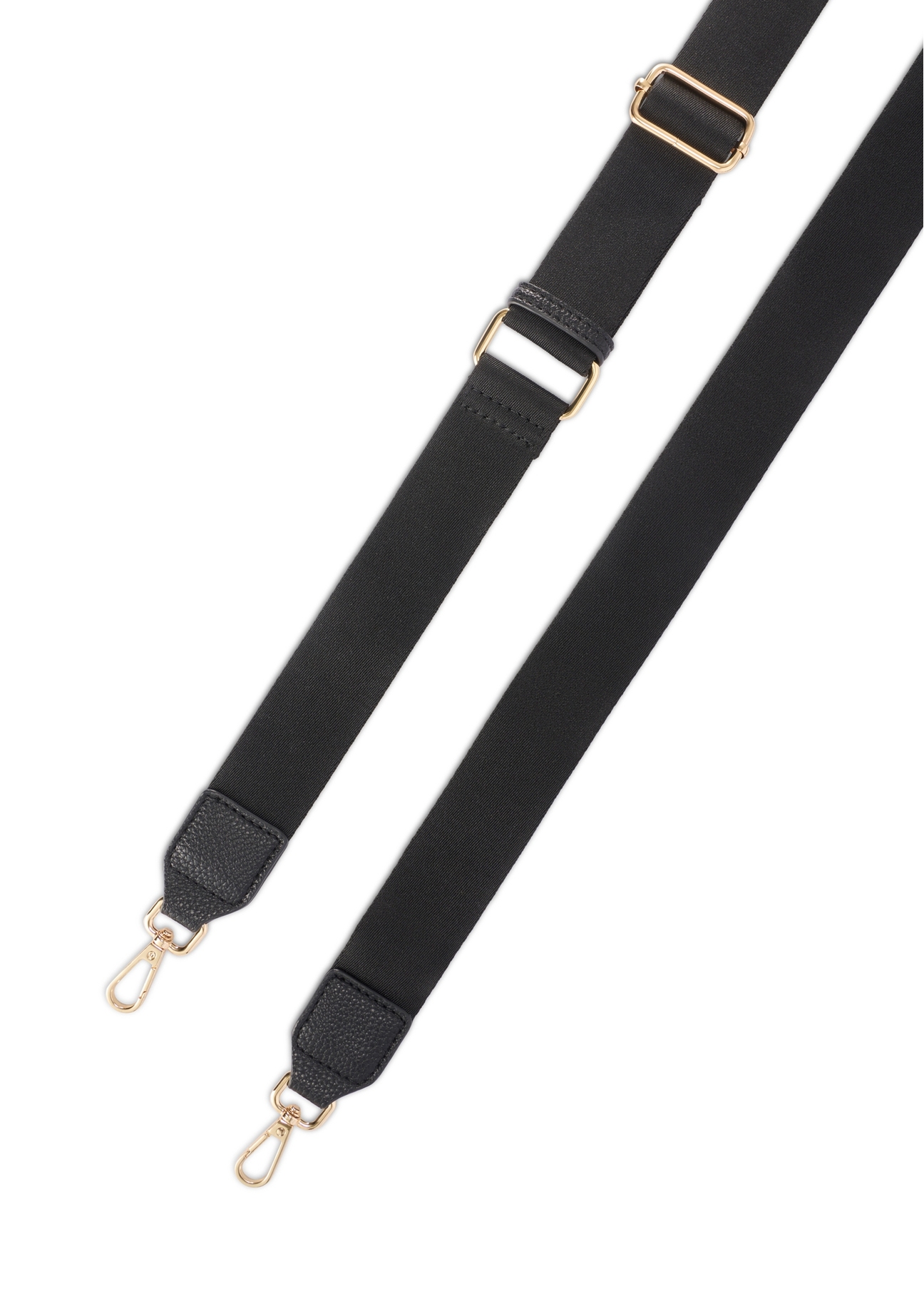 Mała czarna torebka damska TOREC-1174-99(W26), widok paska produktu na białym tle.