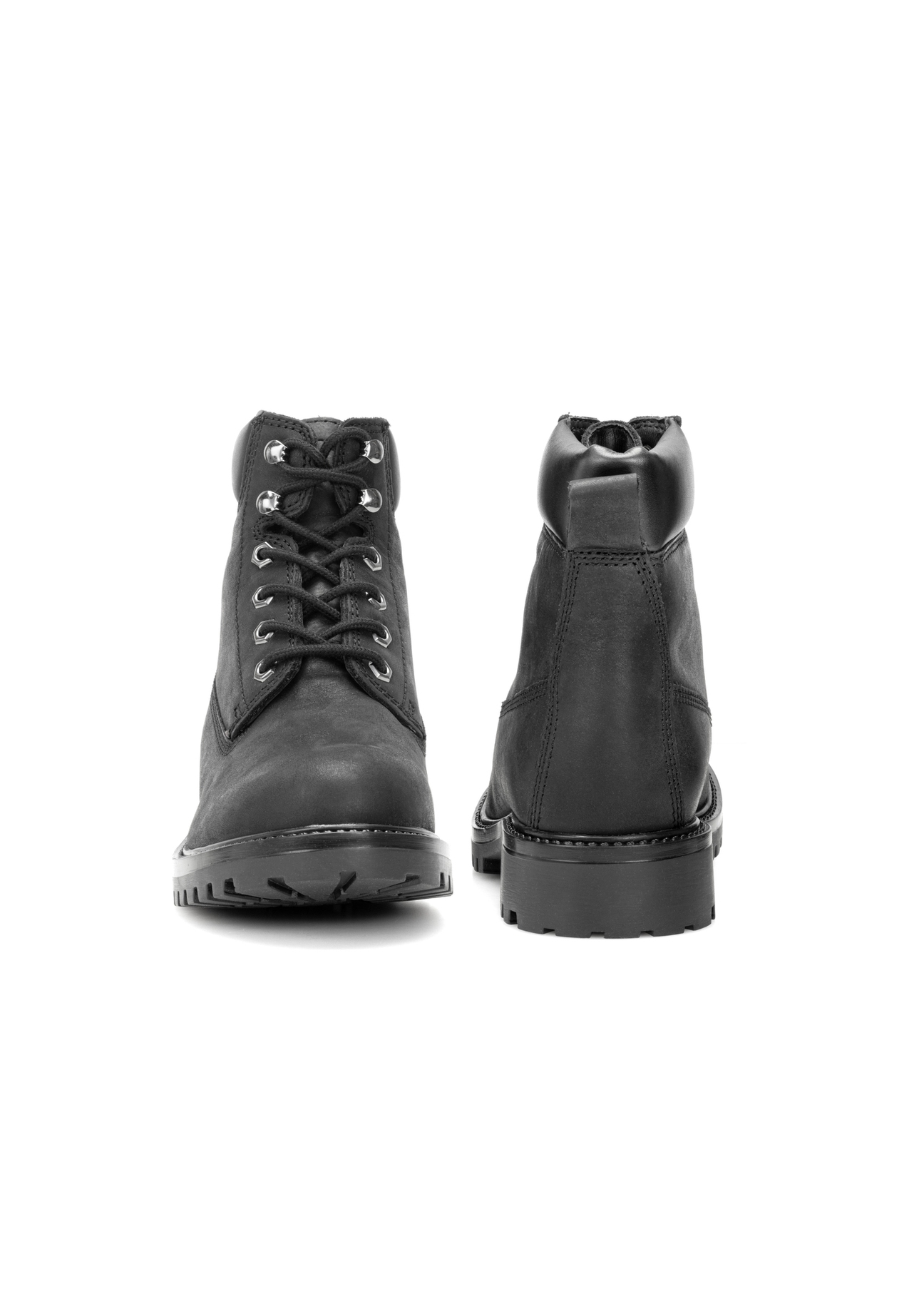 Czarne skórzane sznurowane botki męskie BUTYM-0514-99(Z25)