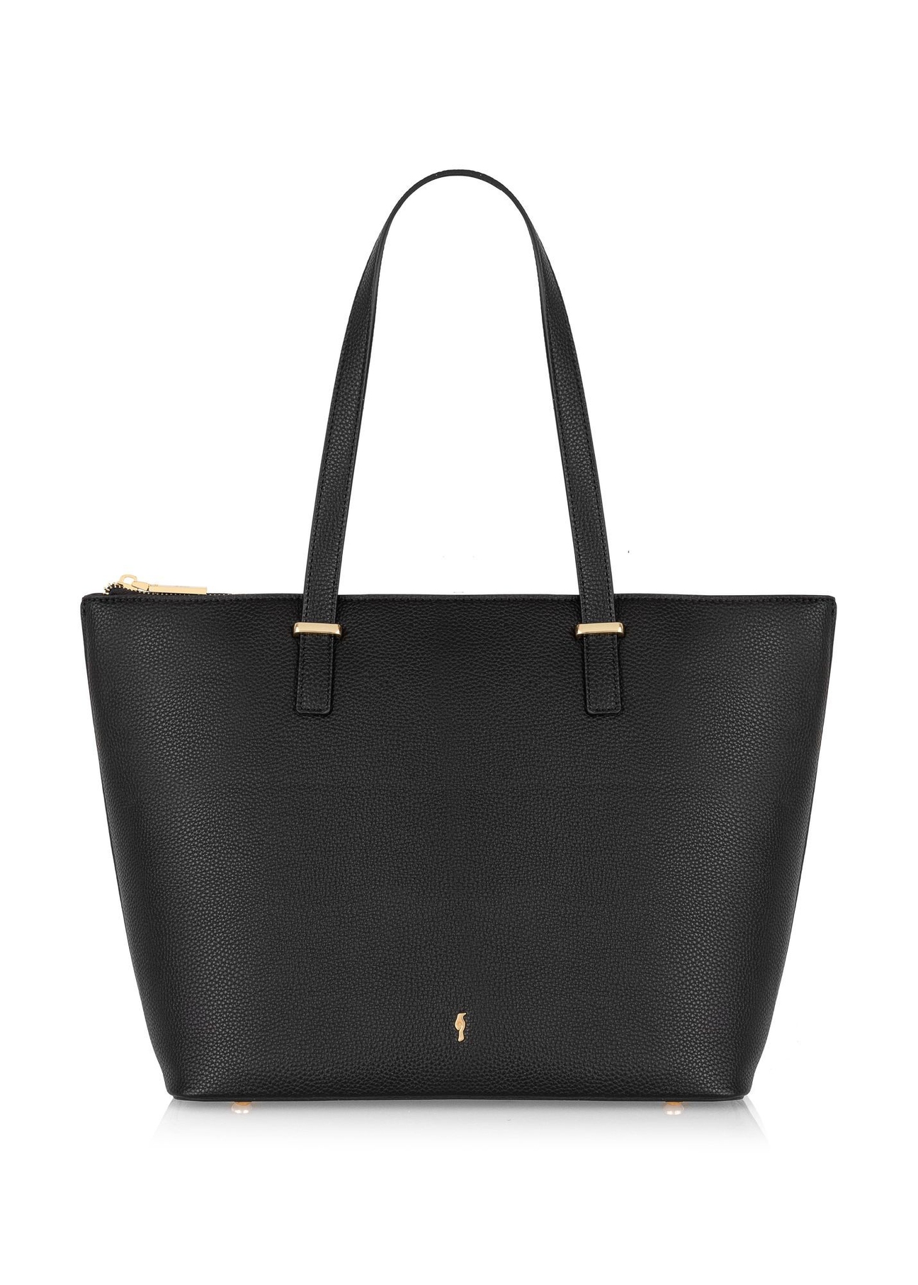Czarna torebka shopper damska TOREC-0953A-9I(Z26), widok produktu od przodu na białym tle.