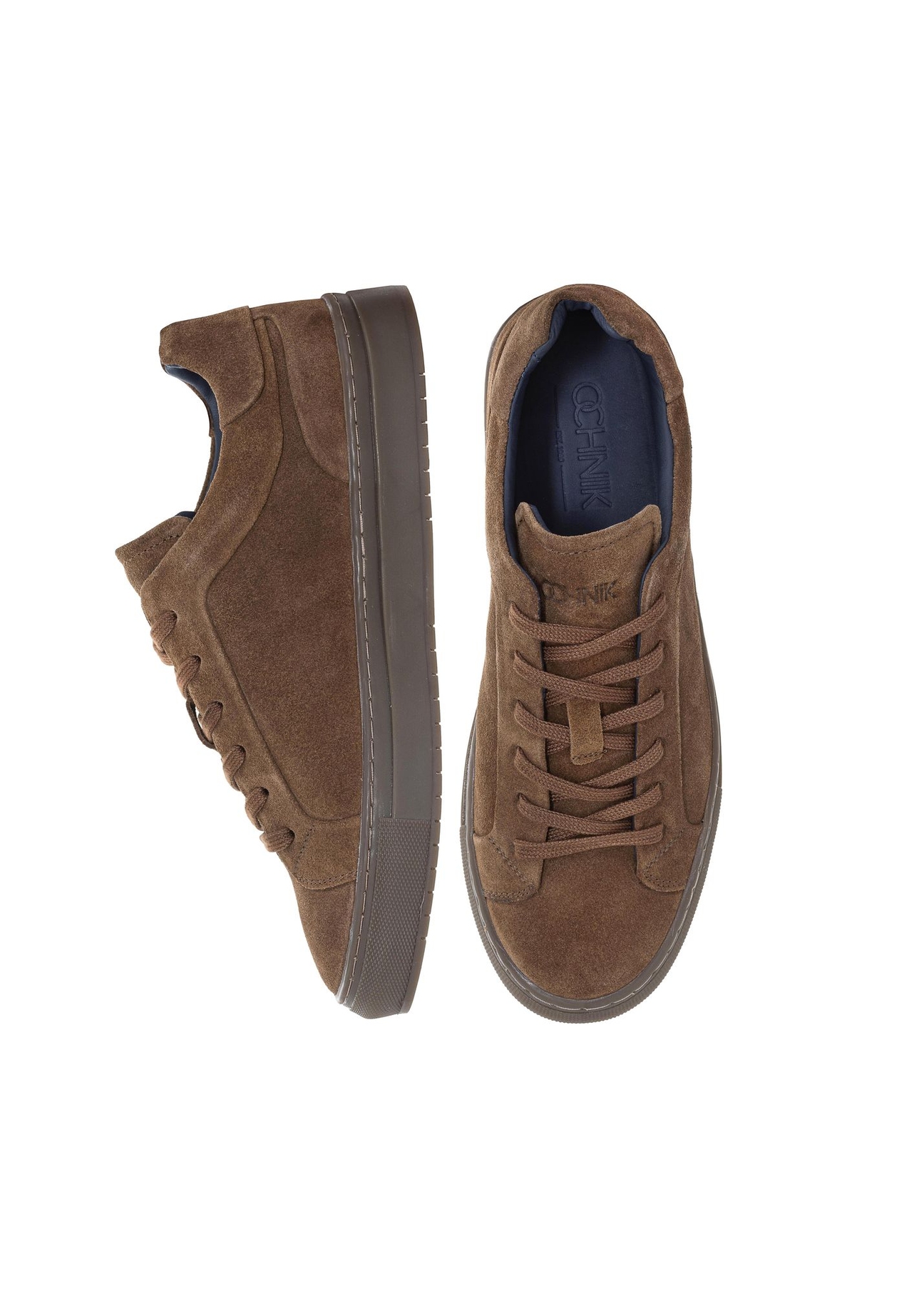 Brązowe skórzane sneakersy męskie BUTYM-0432-89(W23)-05