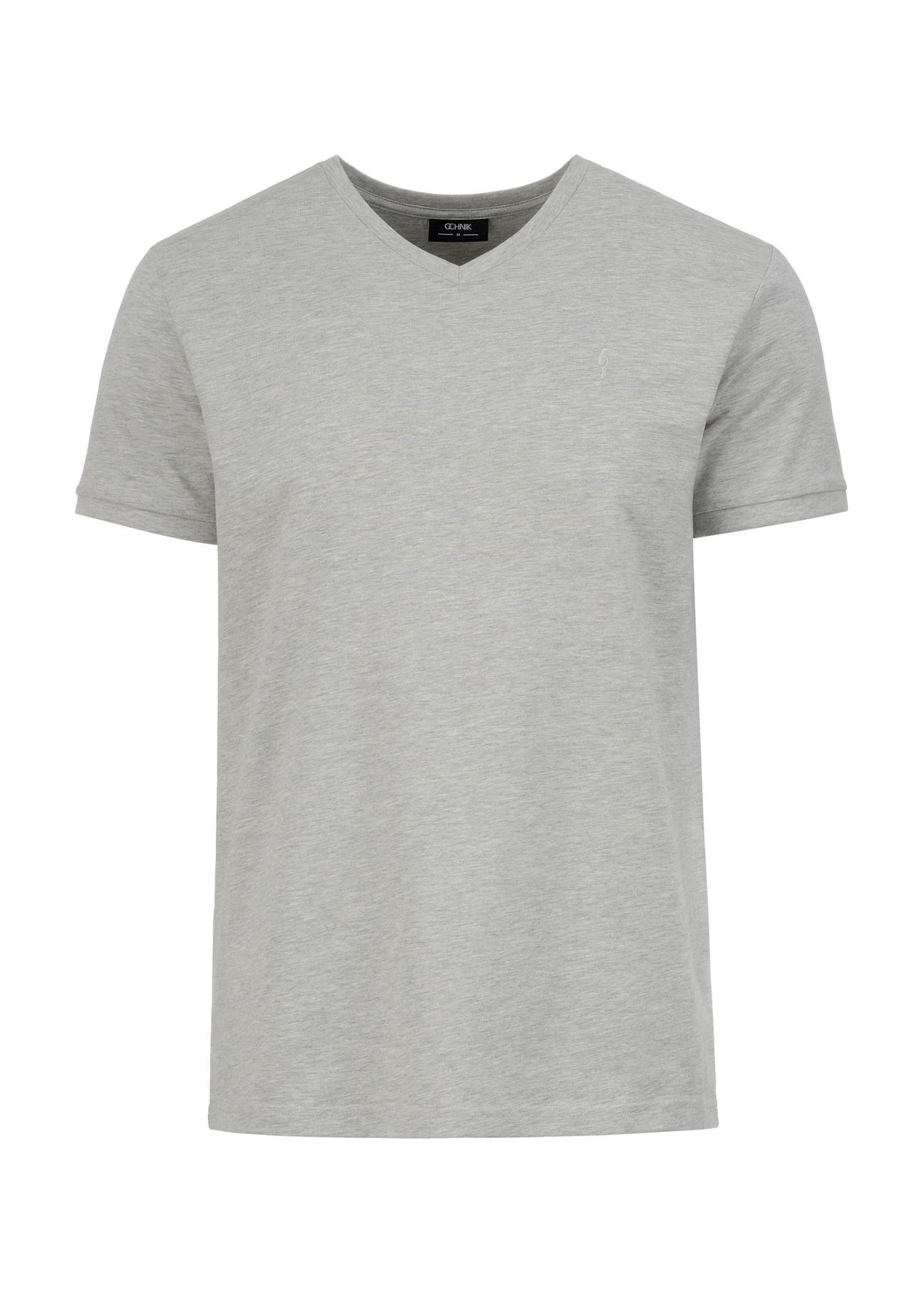Szary basic T-shirt męski z logo TSHMT-0088-91(W23)-04