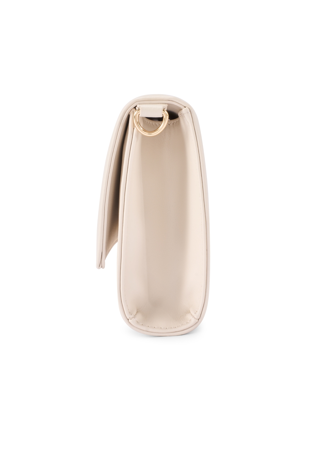 Kremowa torebka kopertówka TOREC-1210-0B(W26) - widok produktu z boku, na białym tle. 