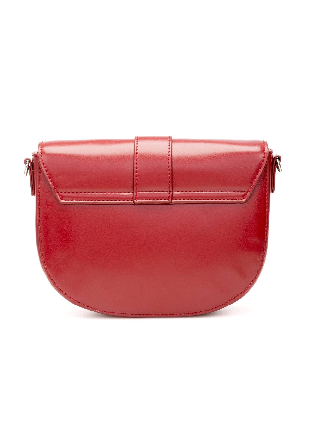 Czerwona klasyczna torebka damska TOREC-0879B-41(Z25), widok produktu od tyłu na białym tle.