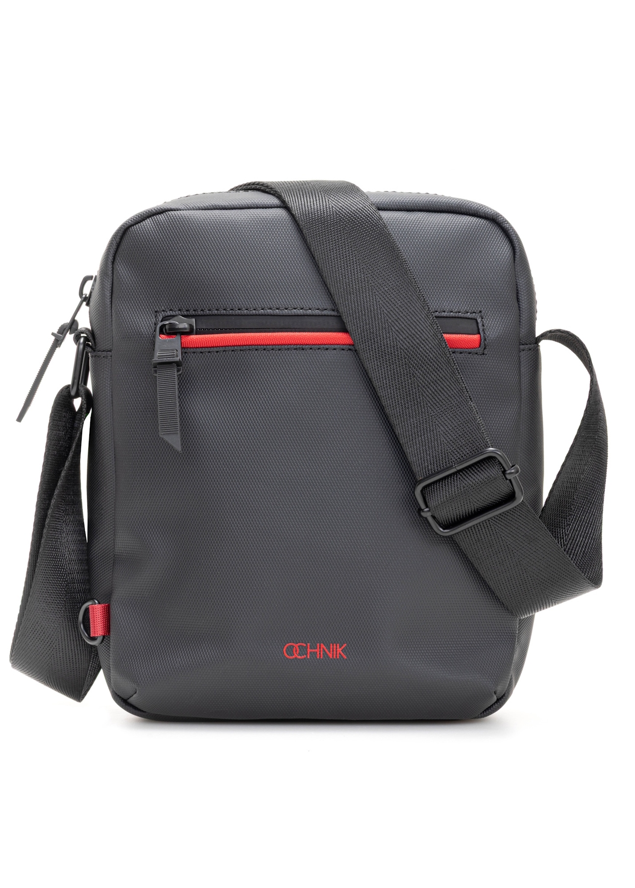 Czarna saszetka męska TORMN-0400-9J(W26), widok produktu z przodu na białym tle.