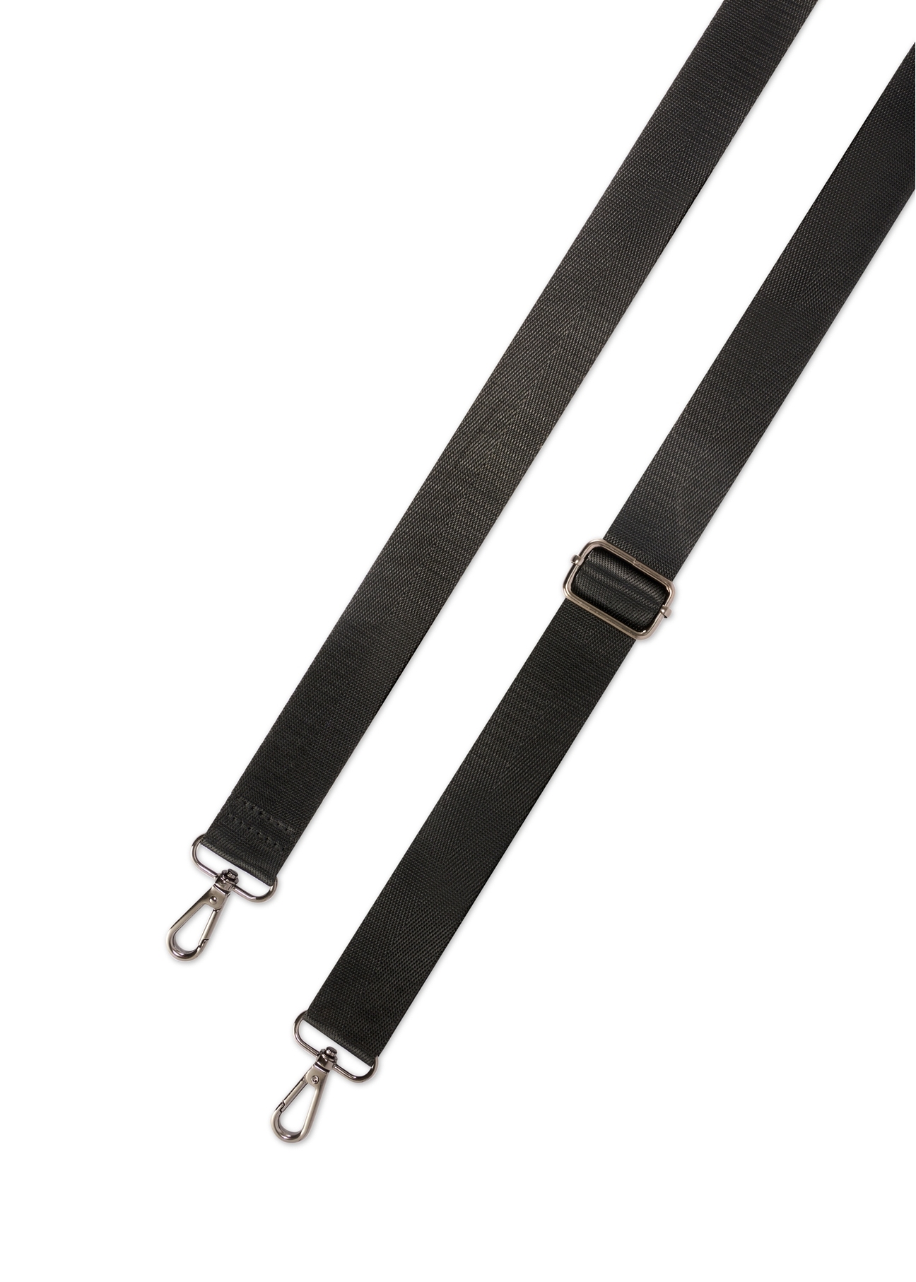 Czarna torebka typu lunchbox TOREN-0346-99(W26) - widok na paski, na białym tle.  