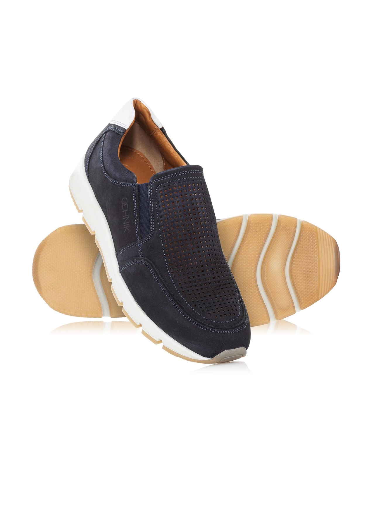 Granatowe skórzane sneakersy męskie BUTYM-0433-69(W23)-04