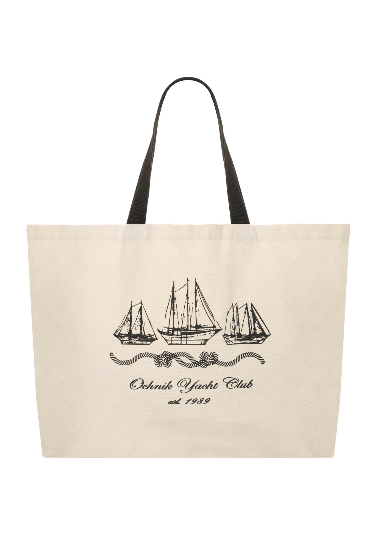 Kremowa bawełniana torba z nadrukiem TOREN-0136-0P(W26), widok produktu z przodu na białym tle.