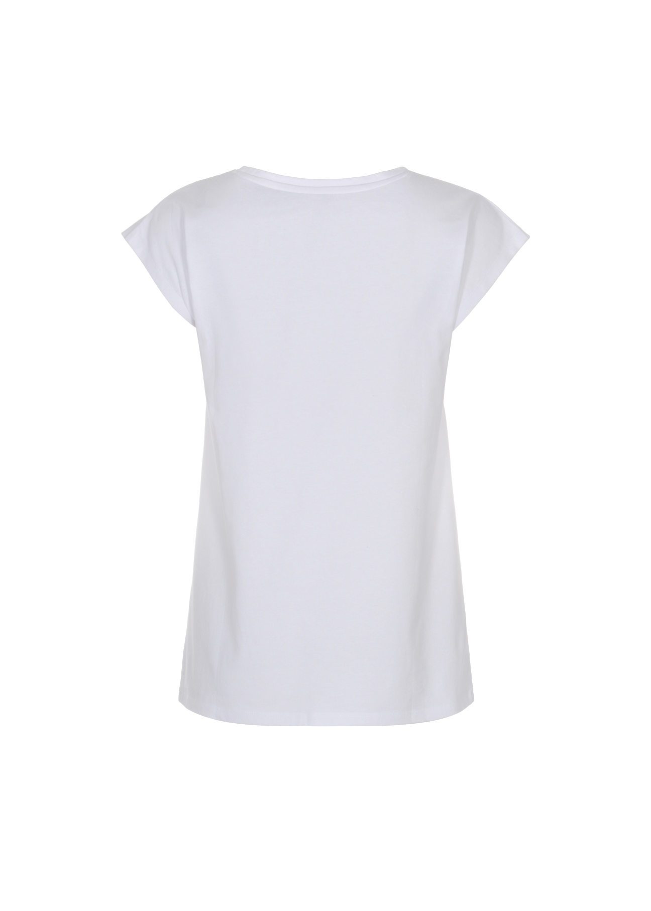 Biały T-shirt z dekoltem V damski TSHDT-0083-11(W22)-02