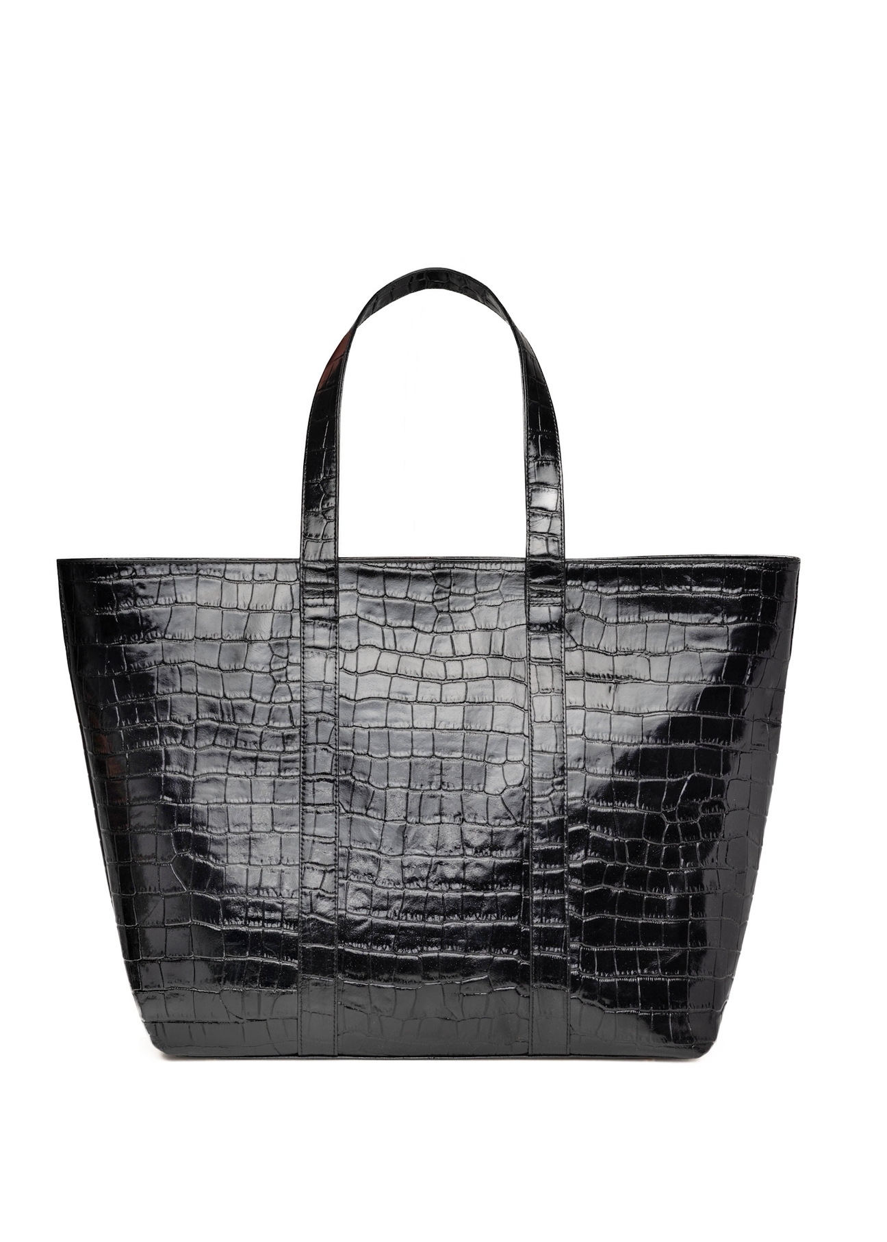 Torebka shopper damska croco TORES-0700C-9G(W26), widok produktu z tyłu na białym tle.
