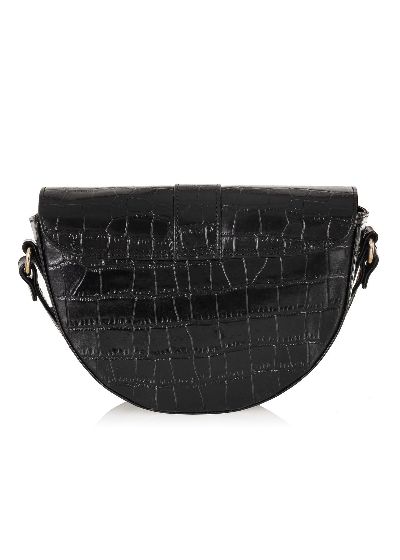 Torebka listonoszka skórzana damska TORES-0707F-9G(W26), widok tyłu na białym tle.