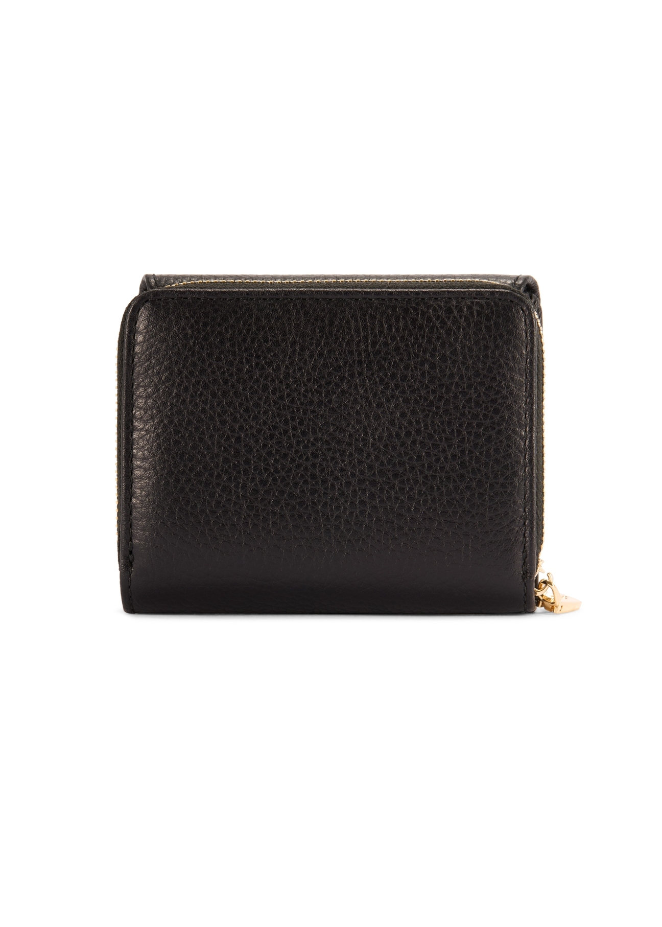 Czarny skórzany portfel damski z ochroną RFID PORES-0825RFID-99(Z25), widok produktu od tyłu na białym tle.