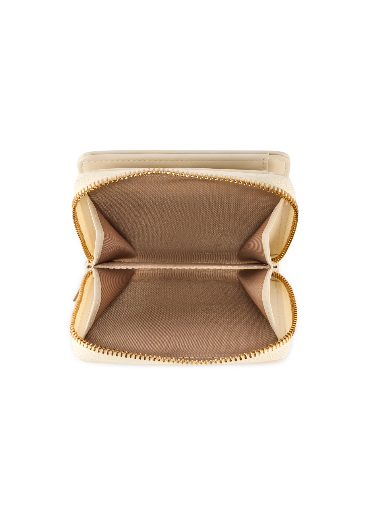 Kremowy średni portfel damski POREC-0412-0B(W26), widok produktu w środku na białym tle.