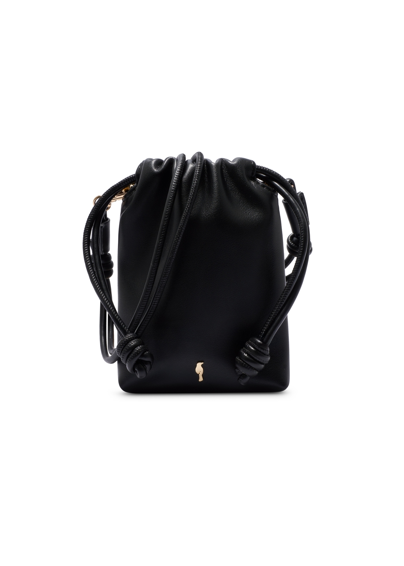 Czarna saszetka na telefon TOREC-1216-99(W26) - widok produktu z przodu, na białym tle. 