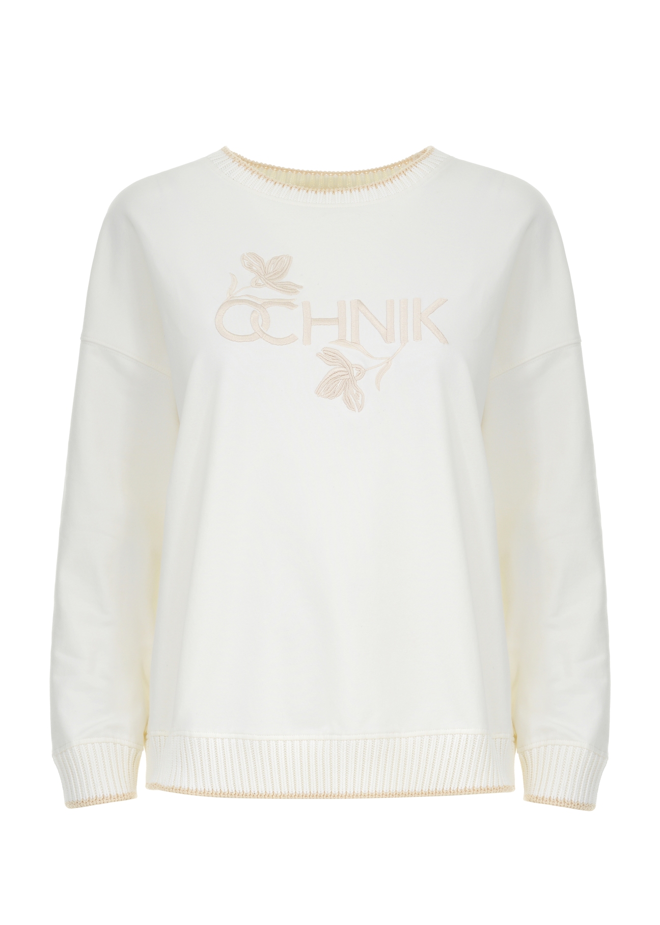 Kremowa bluza damska z logo OCHNIK BLZDT-0076-11(Z22)-04