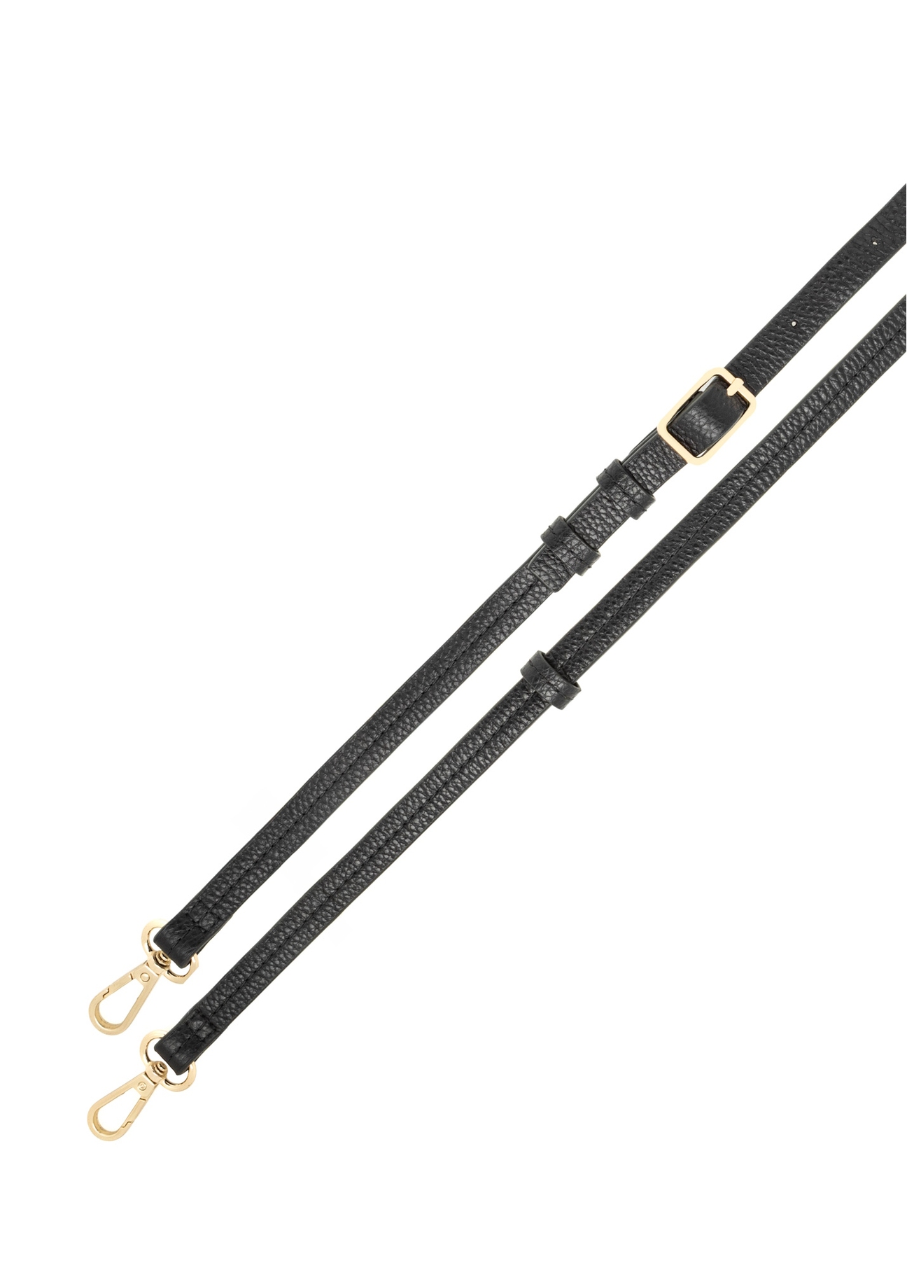 Czarna skórzana torebka shopper TORES-1272-9I(W26), widok paska produktu na białym tle.