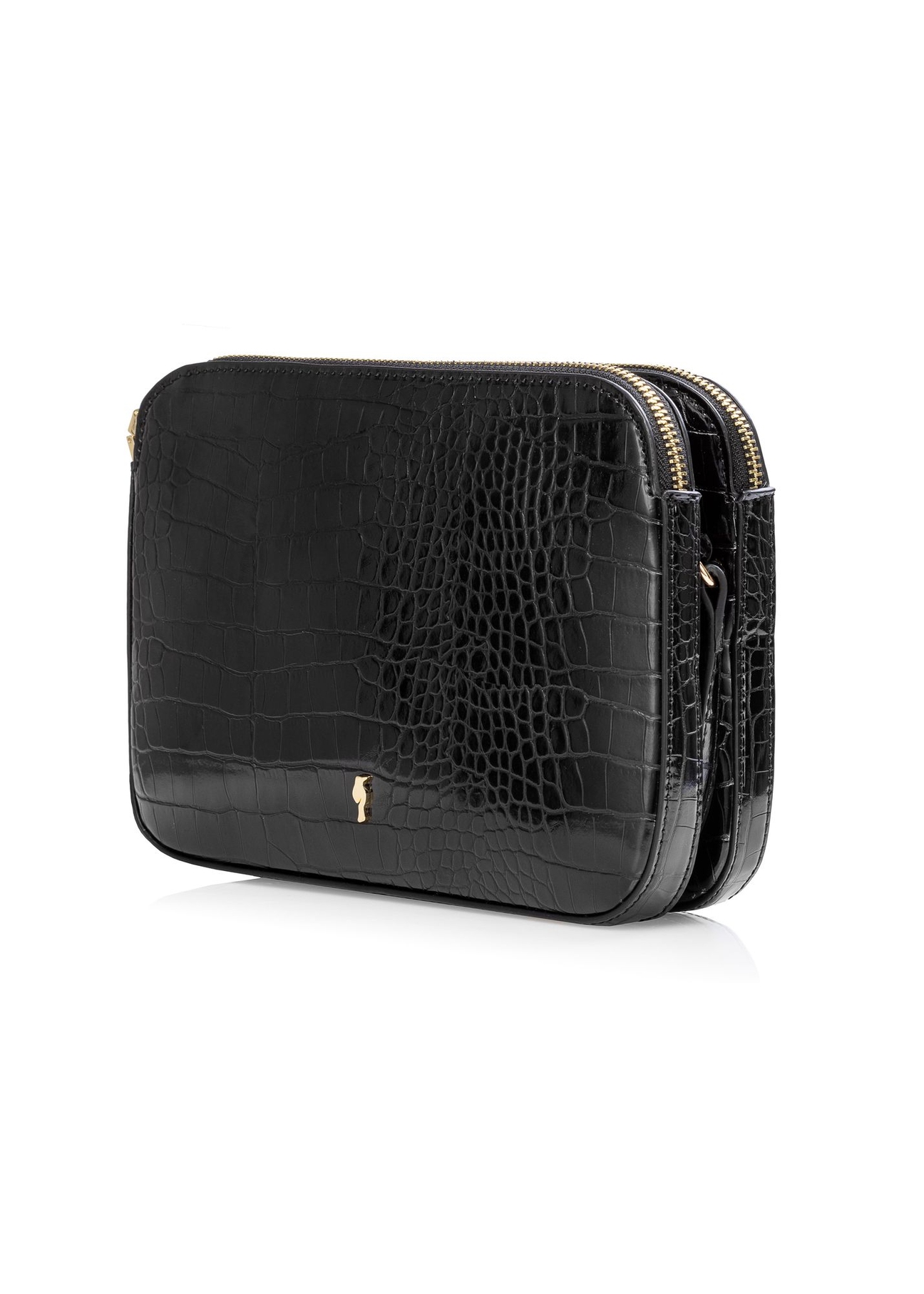 Mała czarna torebka damska croco TOREC-0205B-97(W23)-02