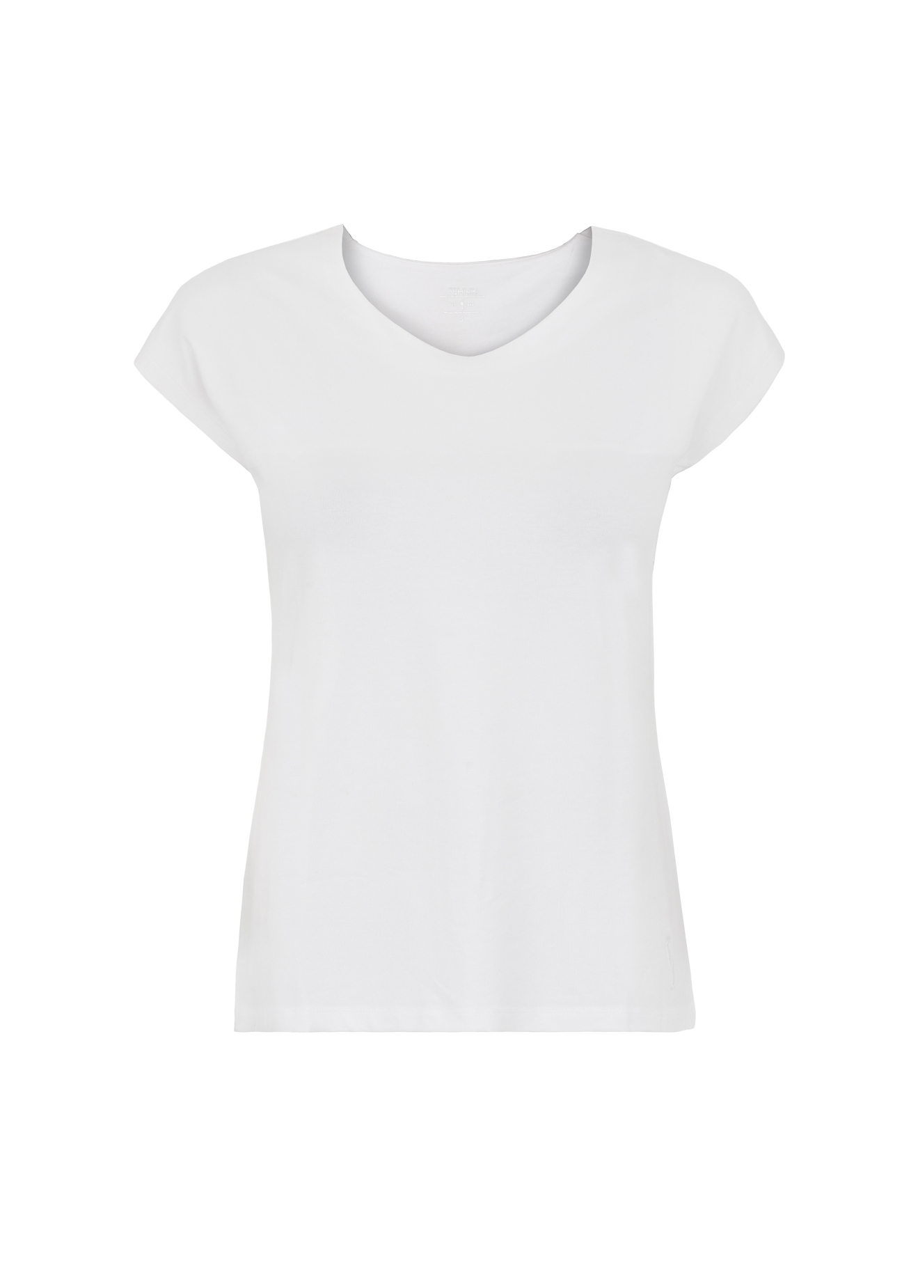 Biały T-shirt basic damski TSHDT-0068-11(W21)-02