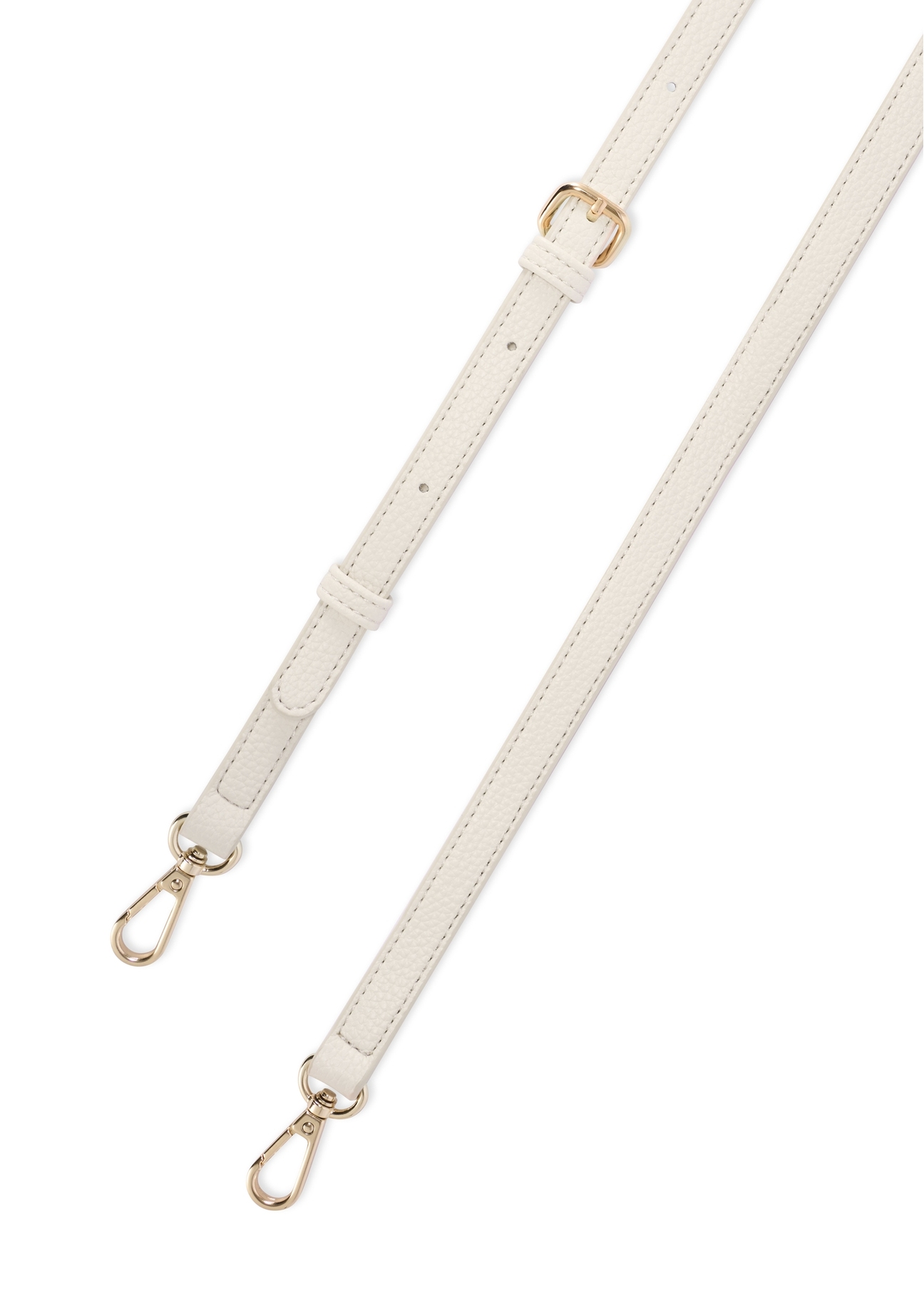 Kremowa torebka damska z monogramem TOREC-1159-0B(W26),  widok zbliżenia na szczegół  produktu na białym tle.