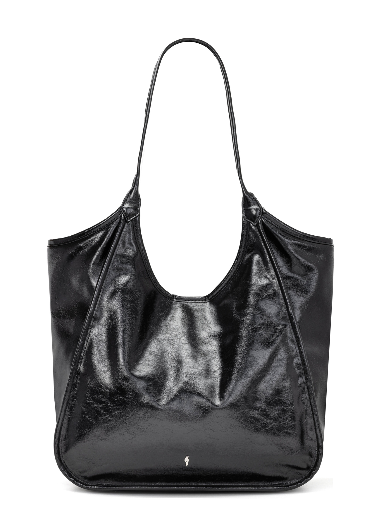 Czarna torebka damska shopper TOREC-1122-9F(W26), widok produktu z przodu na białym tle.