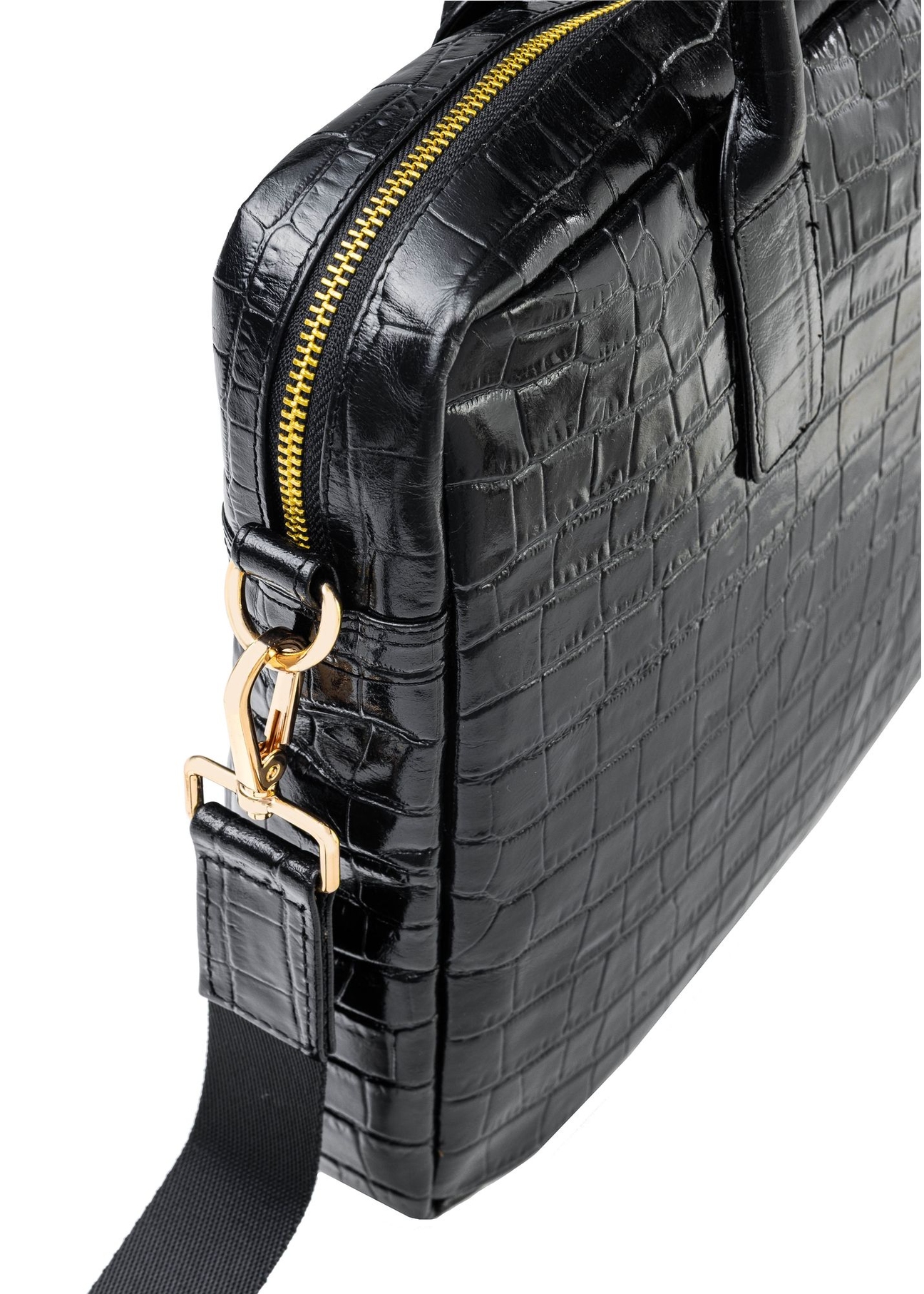 Skórzana elegancka torba damska croco TORES-1128E-99(Z25), zbliżenie na detal produktu na białym tle.