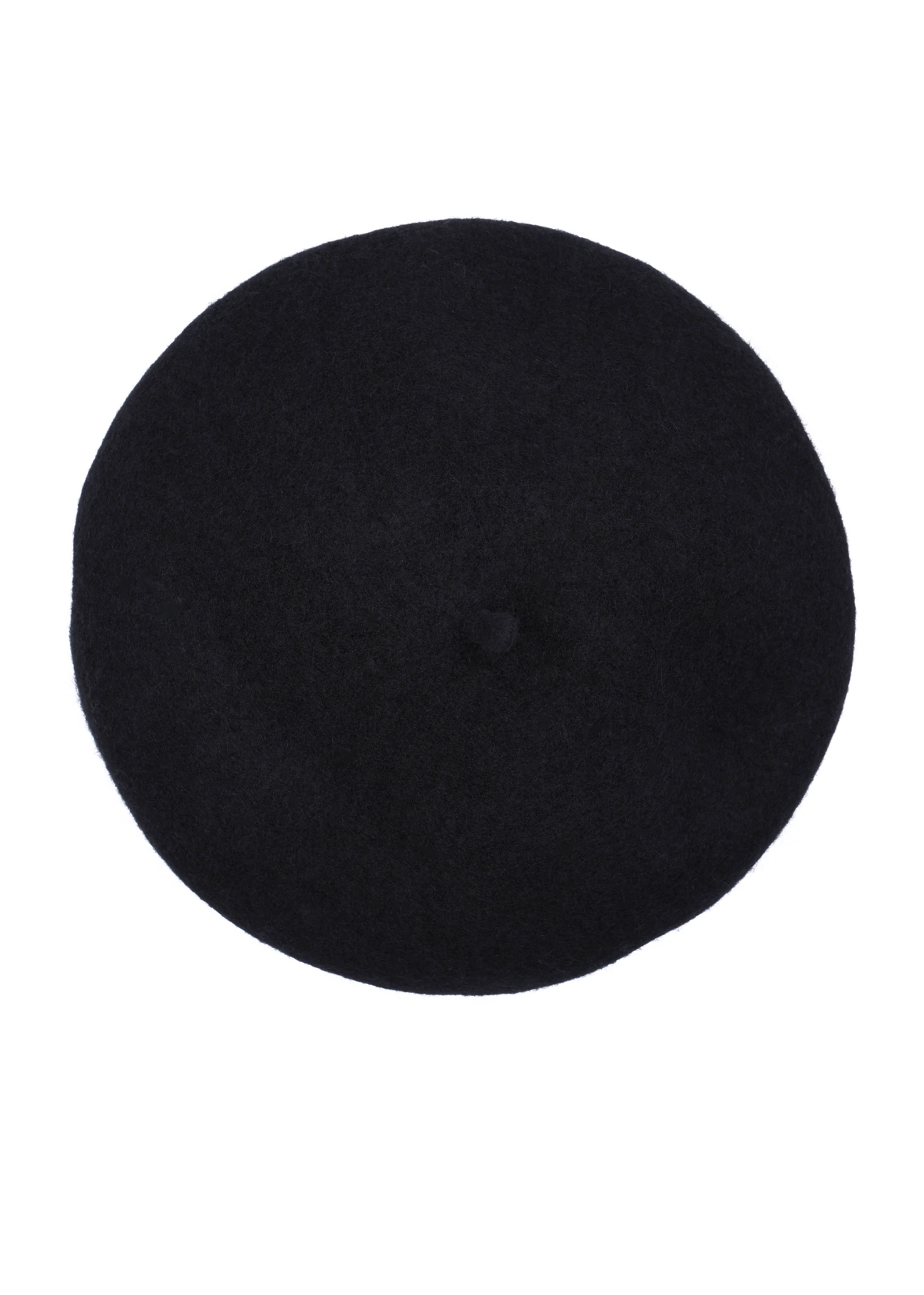 Czarny wełniany beret damski CZADT-0234-99(Z26) - widok produktu z góry, na białym tle. 